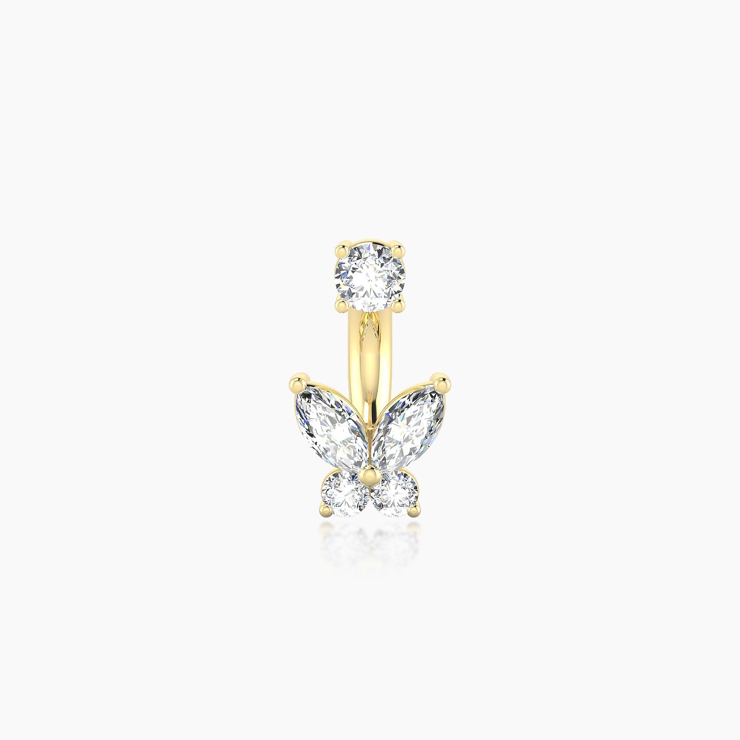 Levana | 18k Yellow Gold 6 mm 5.5 mm Butterfly Diamond Navel Piercing