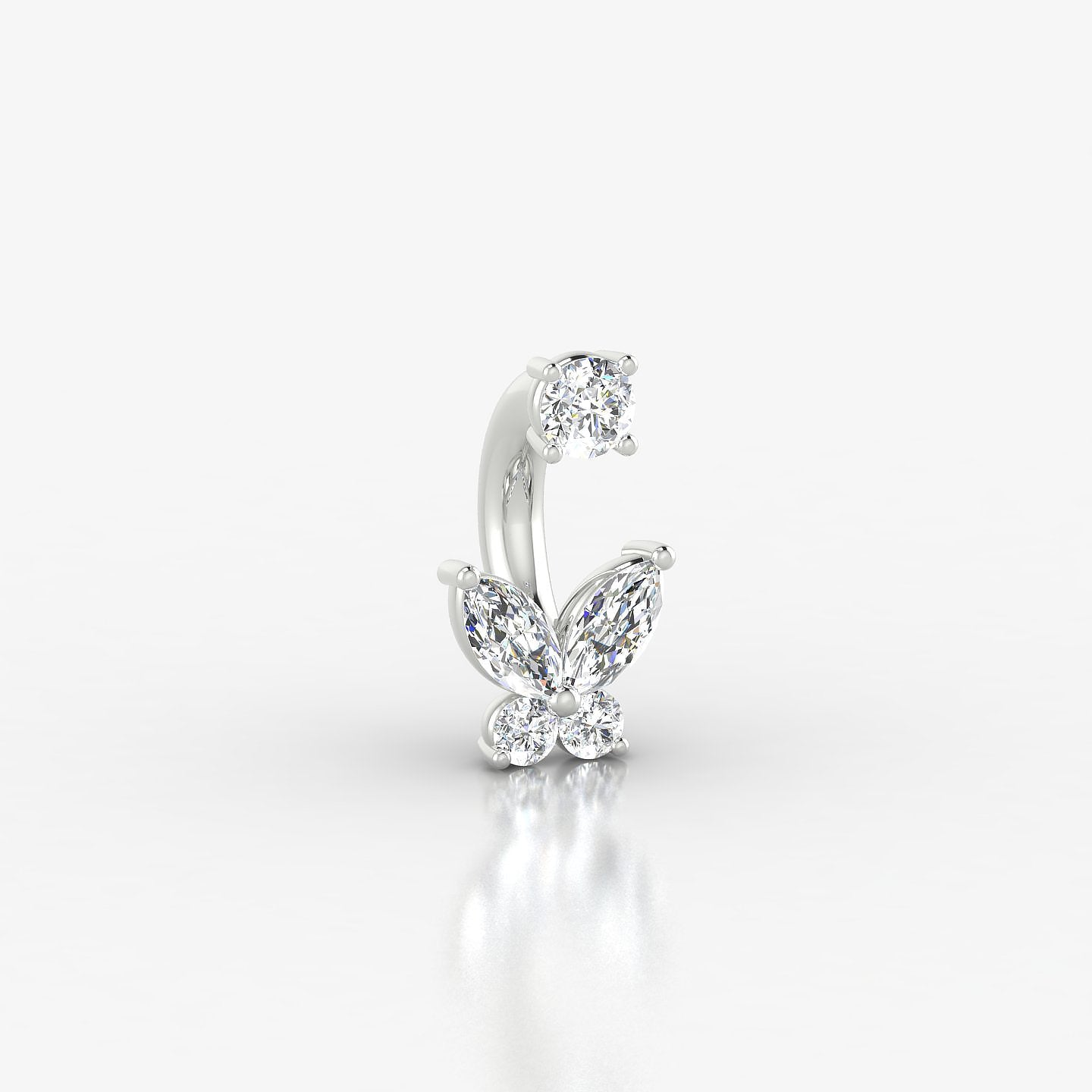 Levana | 18k White Gold 6 mm 5.5 mm Butterfly Diamond Navel Piercing