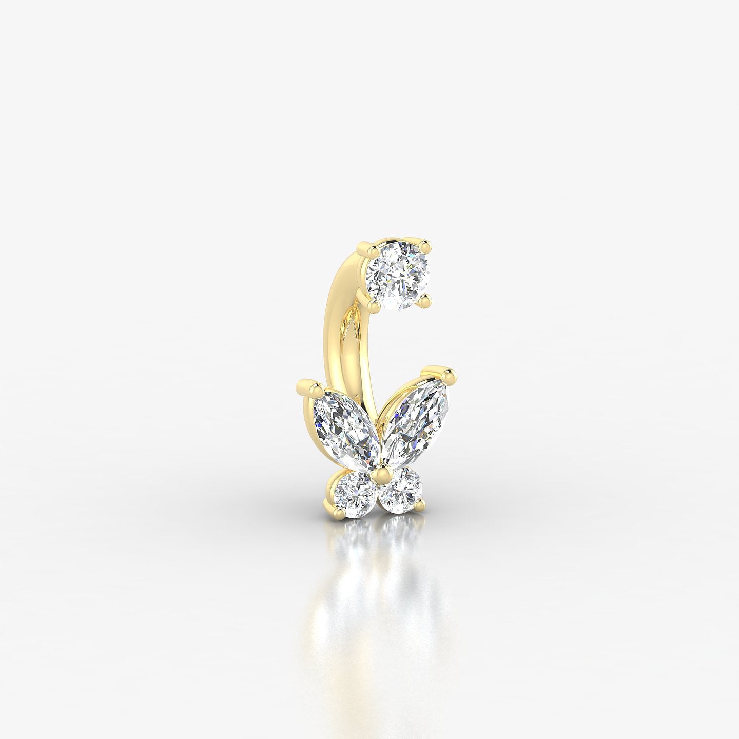 Levana | 18k Yellow Gold 6 mm 5.5 mm Butterfly Diamond Navel Piercing