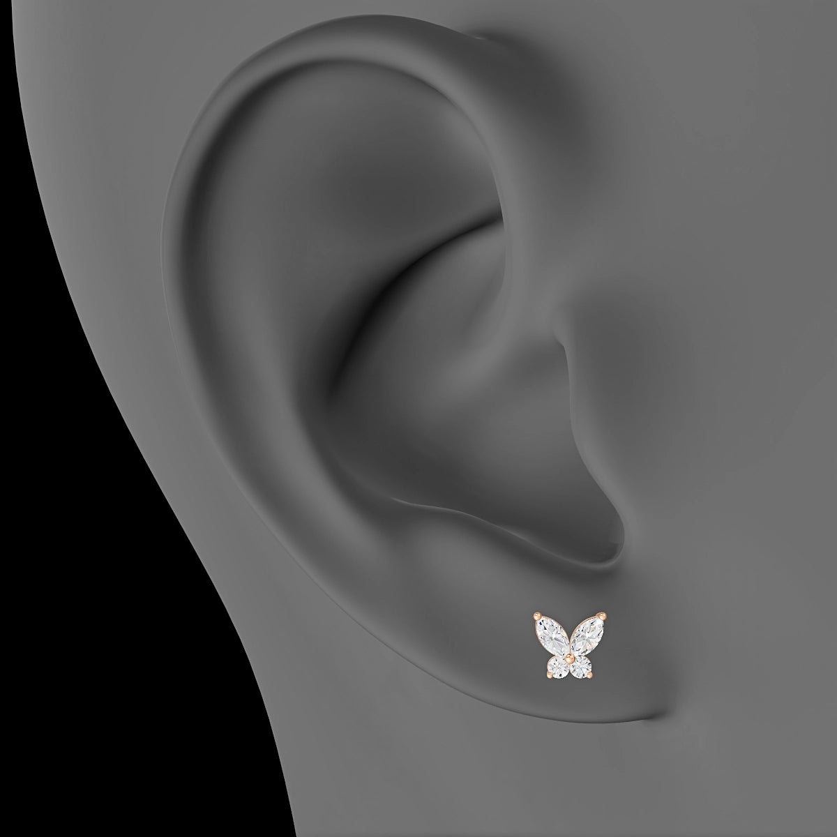 Levana | 18k Rose Gold 5.5 mm 6.5 mm Butterfly Diamond Piercing