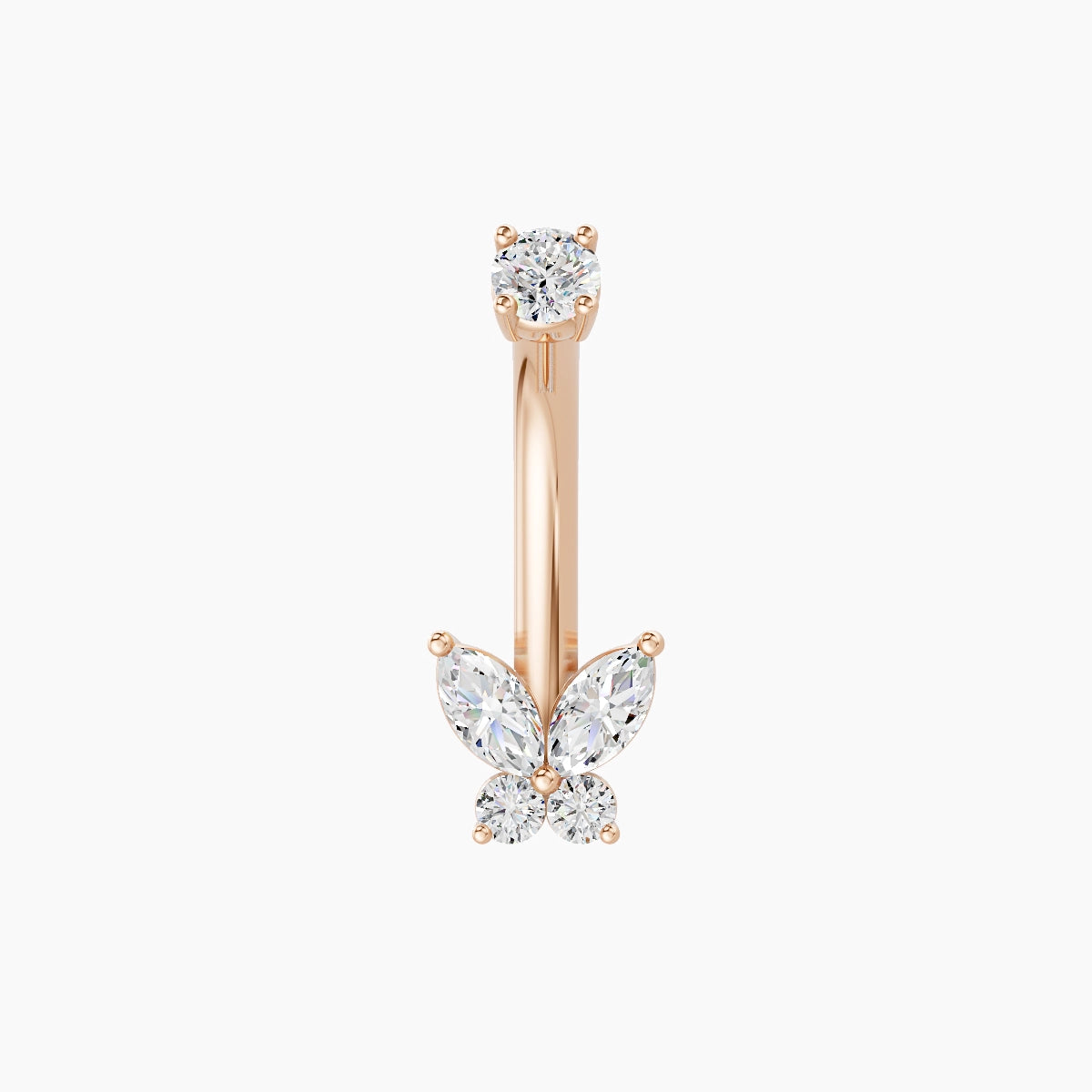 Levana | 18k Rose Gold 5.5 mm 8 mm Butterfly Diamond Belly Piercing