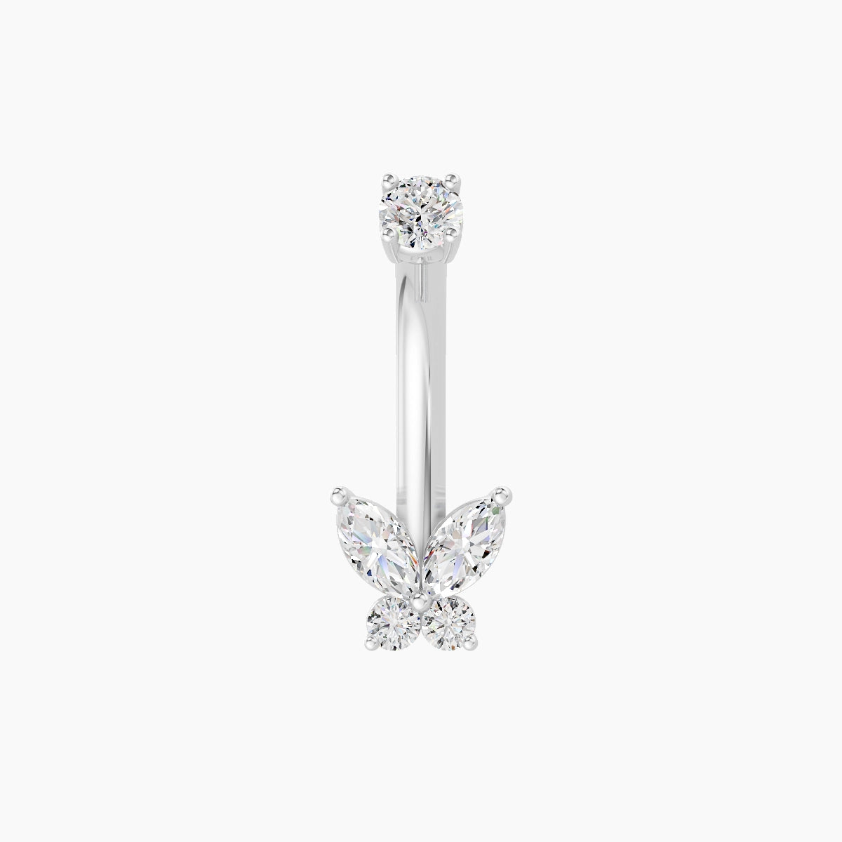 Levana | 18k White Gold 5.5 mm 8 mm Butterfly Diamond Belly Piercing