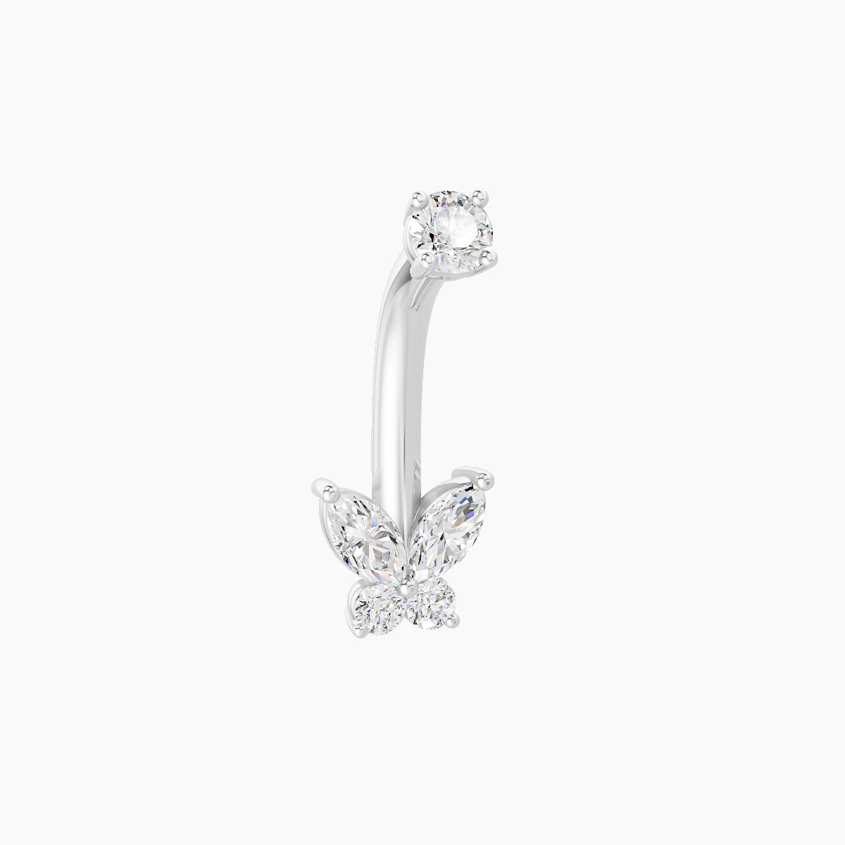 Levana | 18k White Gold 5.5 mm 8 mm Butterfly Diamond Belly Piercing