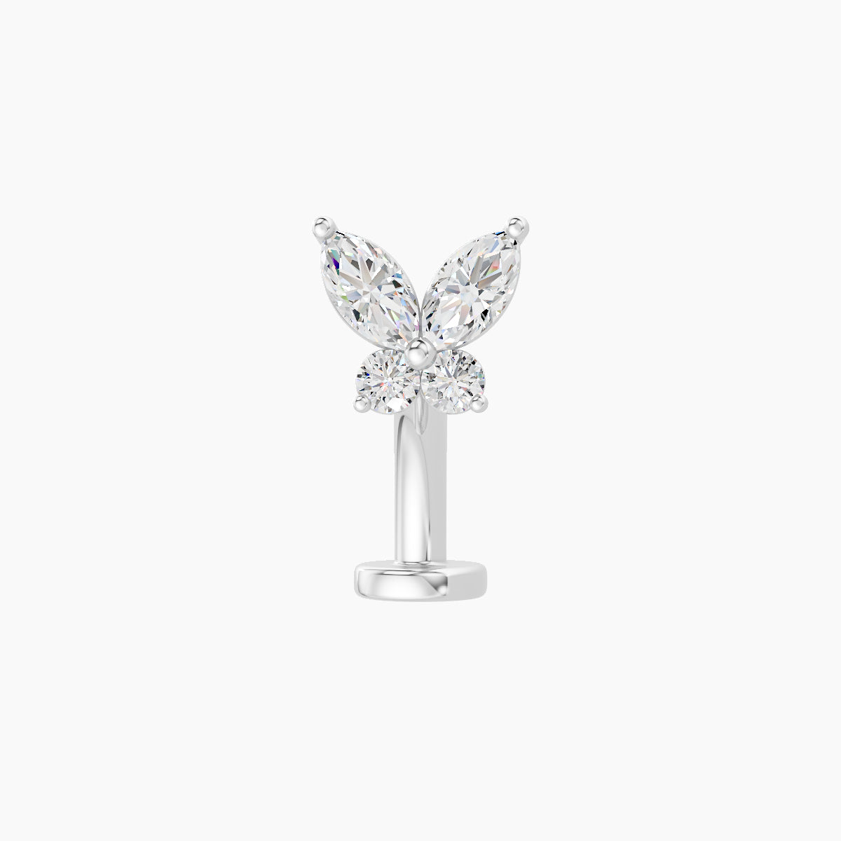 Levana | 18k White Gold 5.5 mm 8 mm Butterfly Diamond Floating Navel Piercing