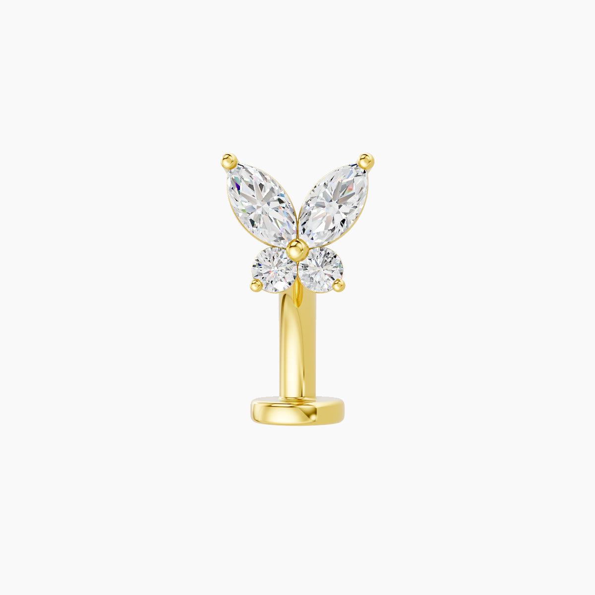 Levana | 18k Yellow Gold 5.5 mm 8 mm Butterfly Diamond Floating Navel Piercing