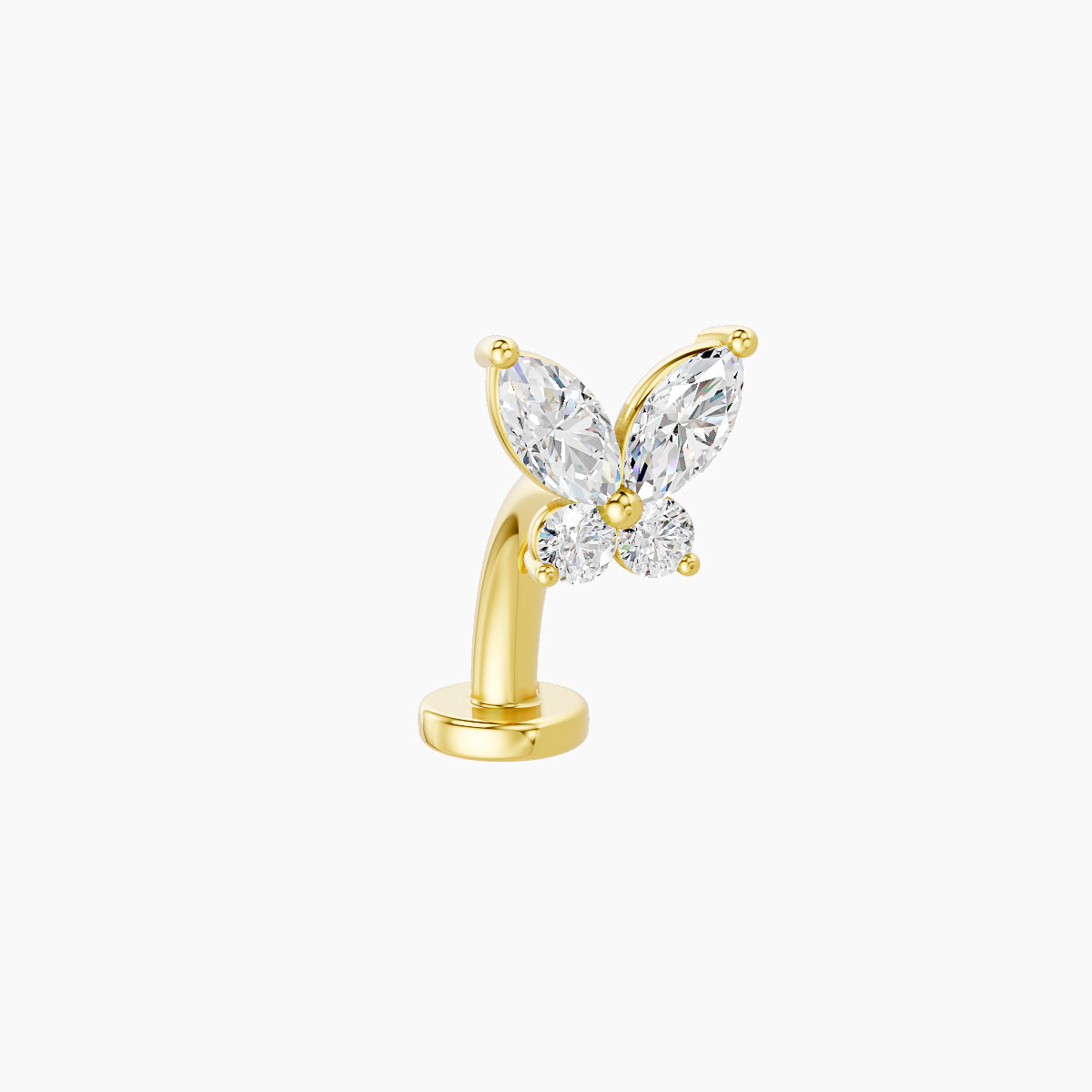 Levana | 18k Yellow Gold 5.5 mm 8 mm Butterfly Diamond Floating Navel Piercing
