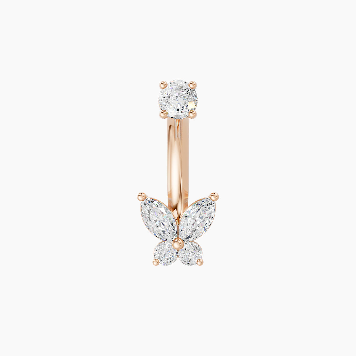 Levana | 18k Rose Gold 5.5 mm 8 mm Butterfly Diamond Navel Piercing