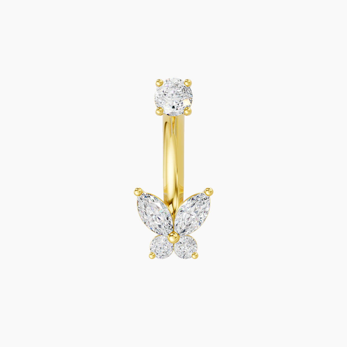 Levana | 18k Yellow Gold 5.5 mm 8 mm Butterfly Diamond Navel Piercing
