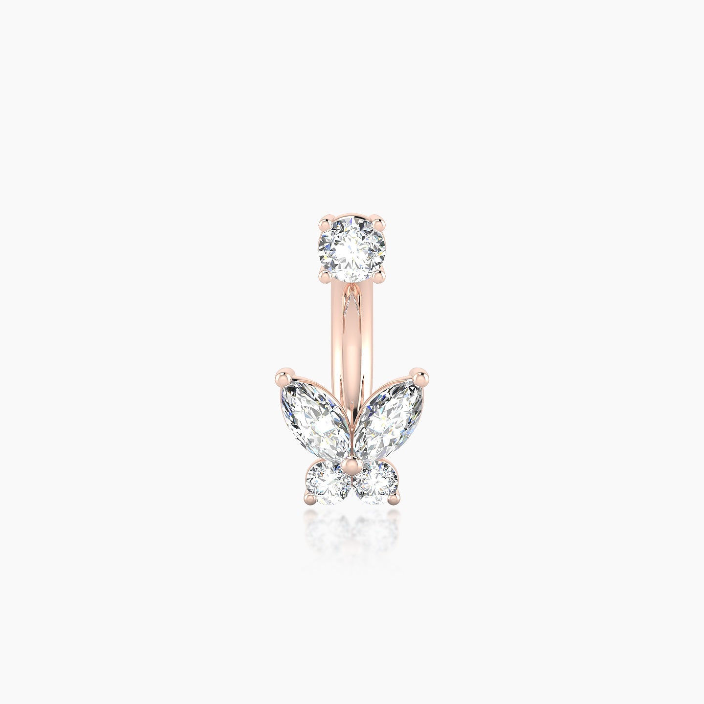 Levana | 18k Rose Gold 8 mm 5.5 mm Butterfly Diamond Navel Piercing