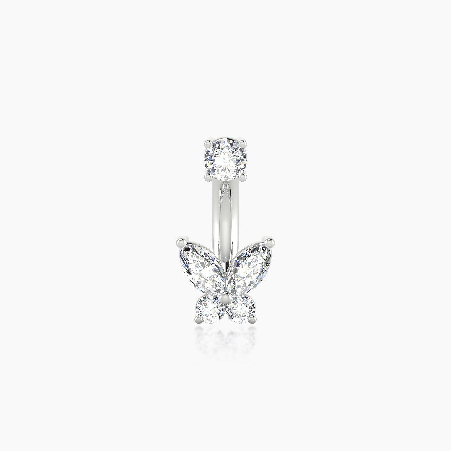 Levana | 18k White Gold 8 mm 5.5 mm Butterfly Diamond Navel Piercing