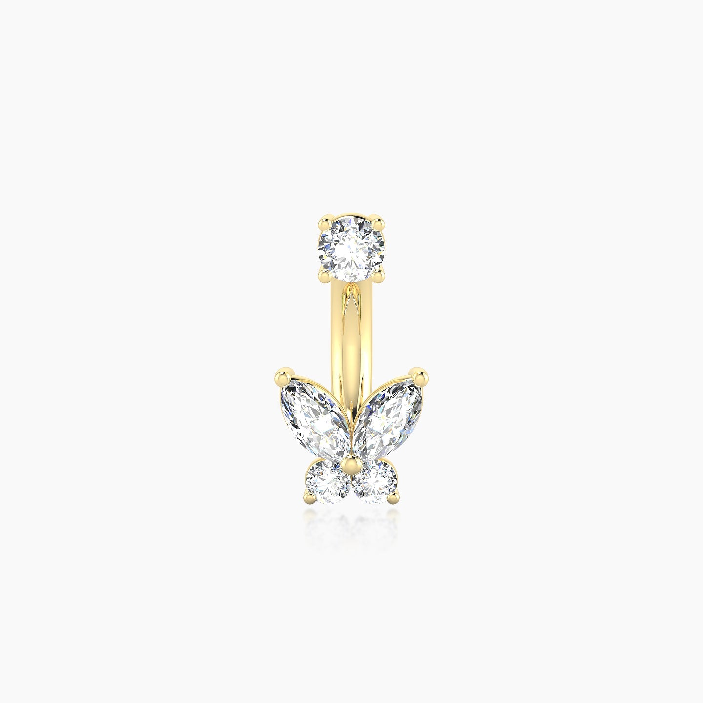 Levana | 18k Yellow Gold 8 mm 5.5 mm Butterfly Diamond Navel Piercing