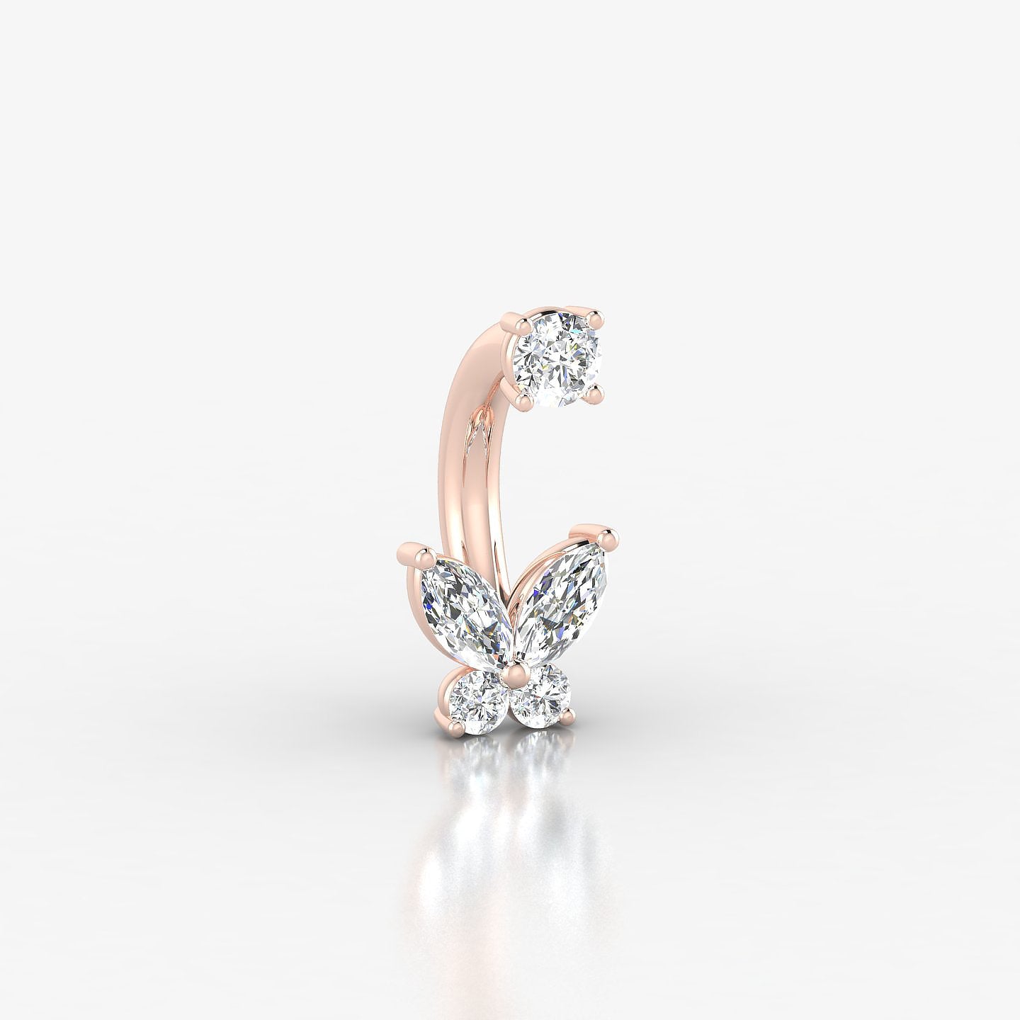 Levana | 18k Rose Gold 8 mm 5.5 mm Butterfly Diamond Navel Piercing