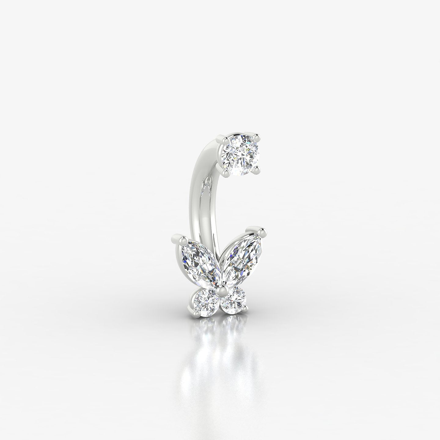 Levana | 18k White Gold 8 mm 5.5 mm Butterfly Diamond Navel Piercing