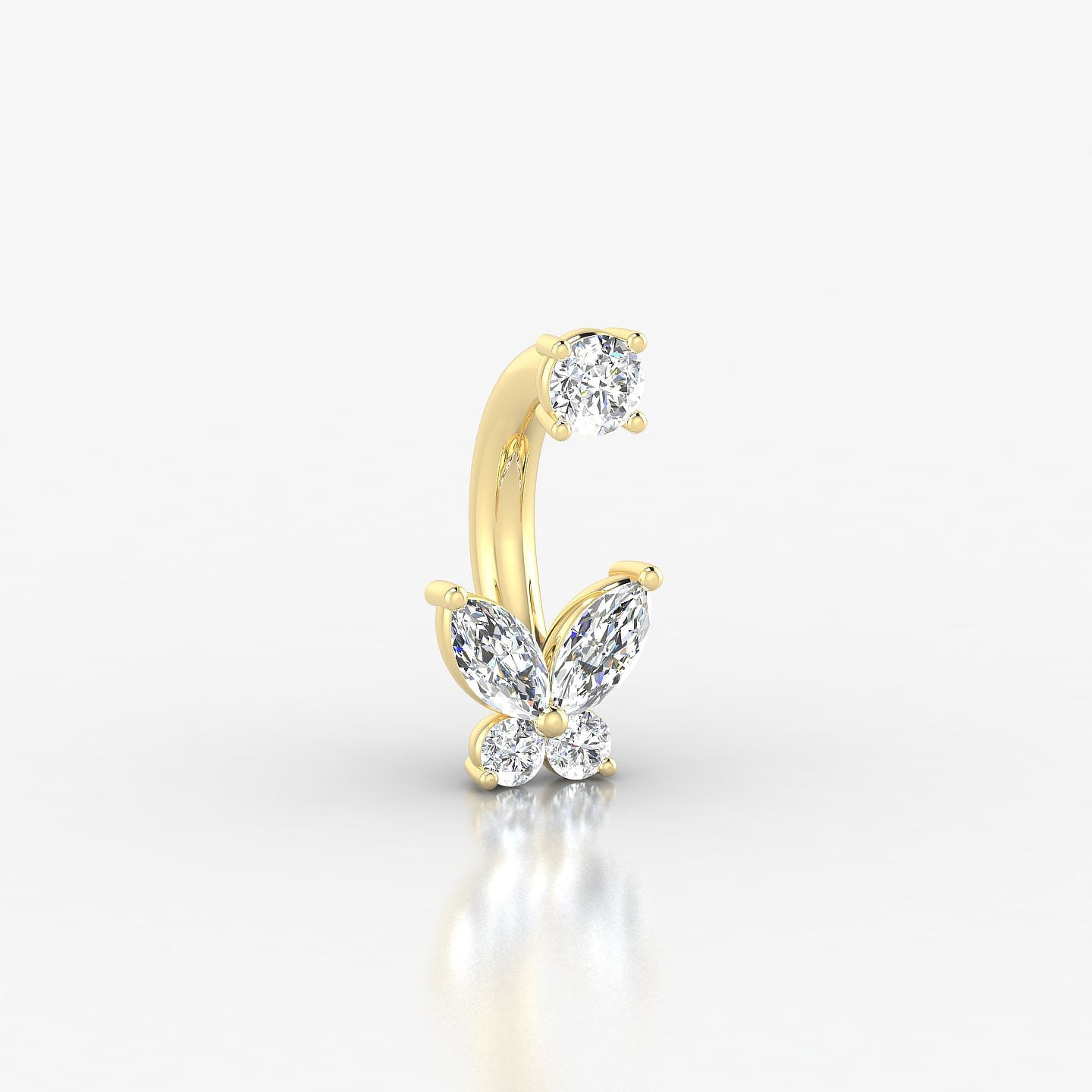 Levana | 18k Yellow Gold 8 mm 5.5 mm Butterfly Diamond Navel Piercing