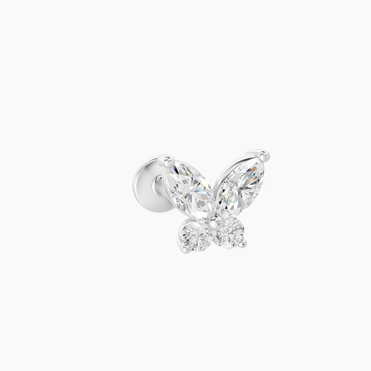 Levana | 18k White Gold 5.5 mm 8 mm Butterfly Diamond Piercing