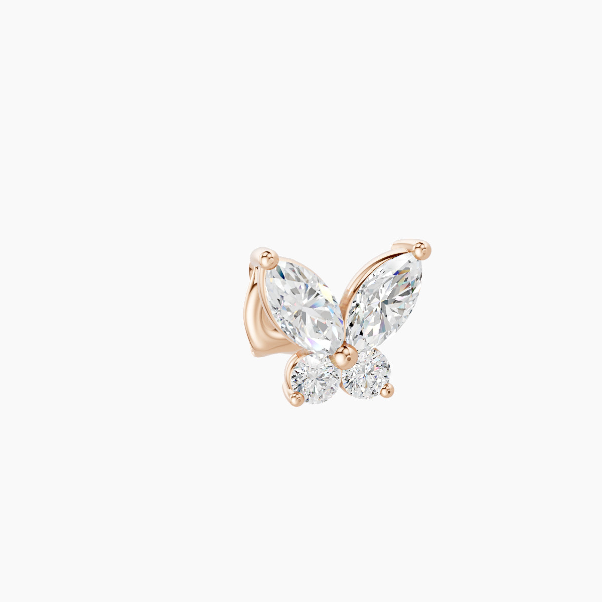Levana | 18k Rose Gold 5.5 mm Butterfly Diamond Earring