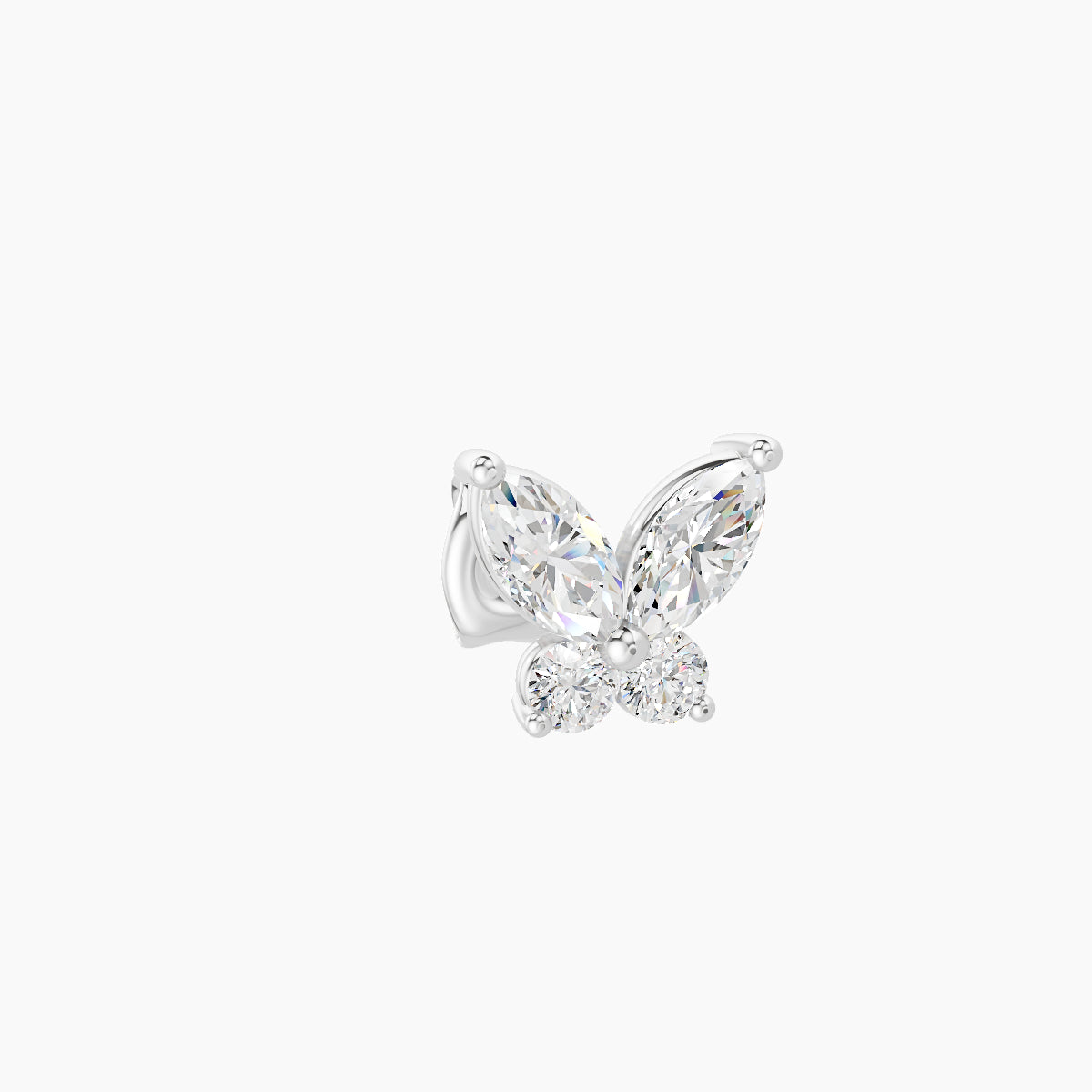 Levana | 18k White Gold 5.5 mm Butterfly Diamond Earring