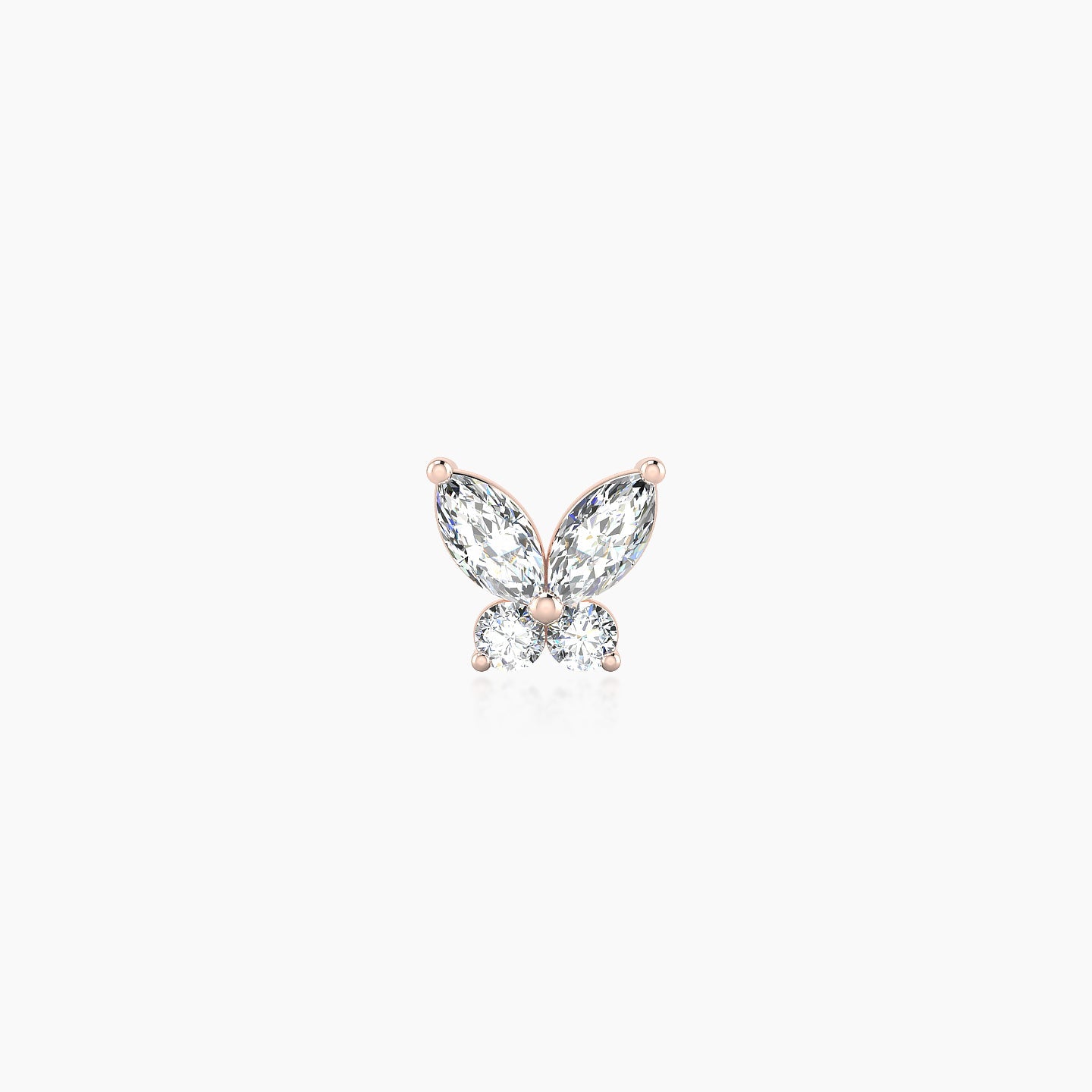 Levana | 18k Rose Gold 5.5 mm Butterfly Diamond Earring