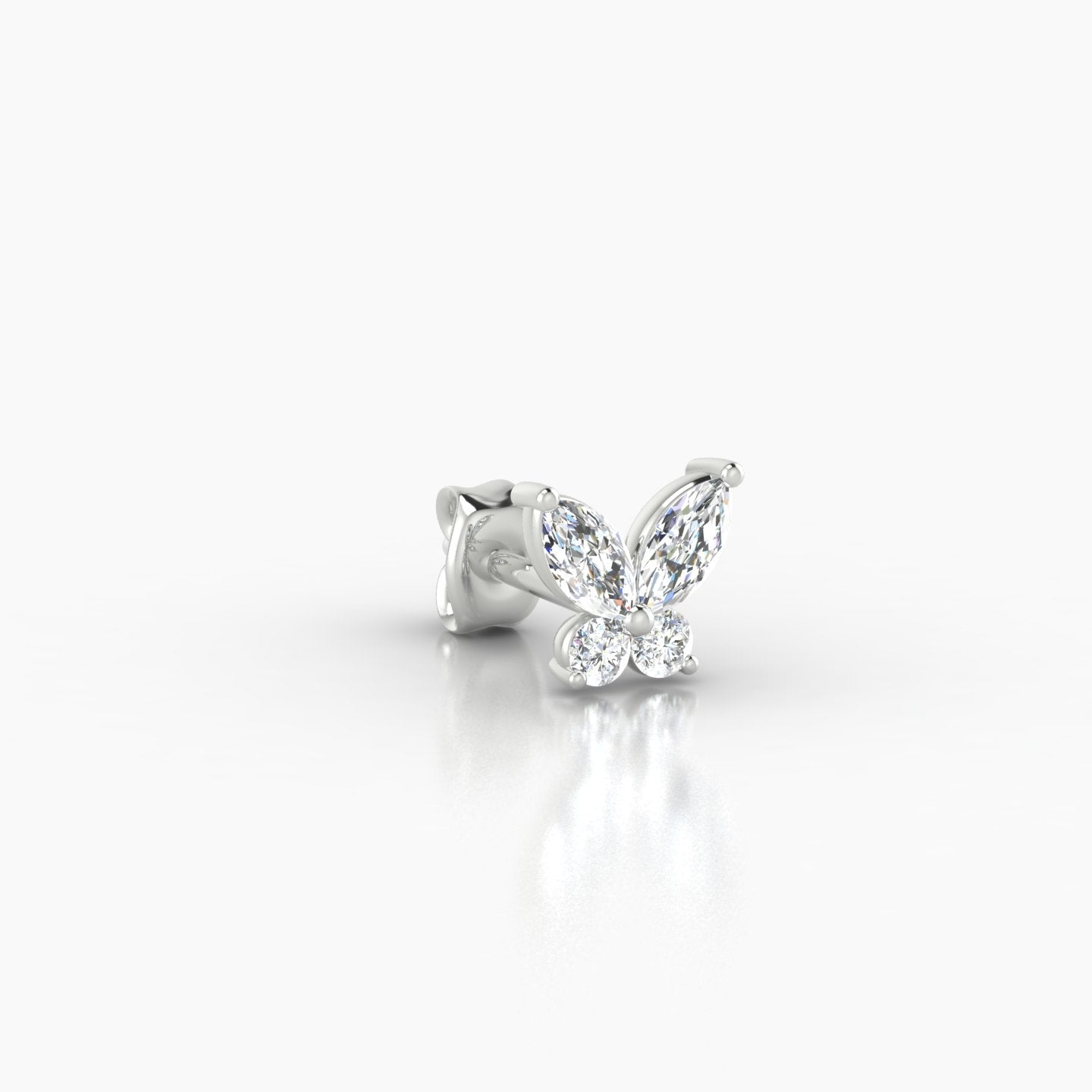 Levana | 18k White Gold 5.5 mm Butterfly Diamond Earring