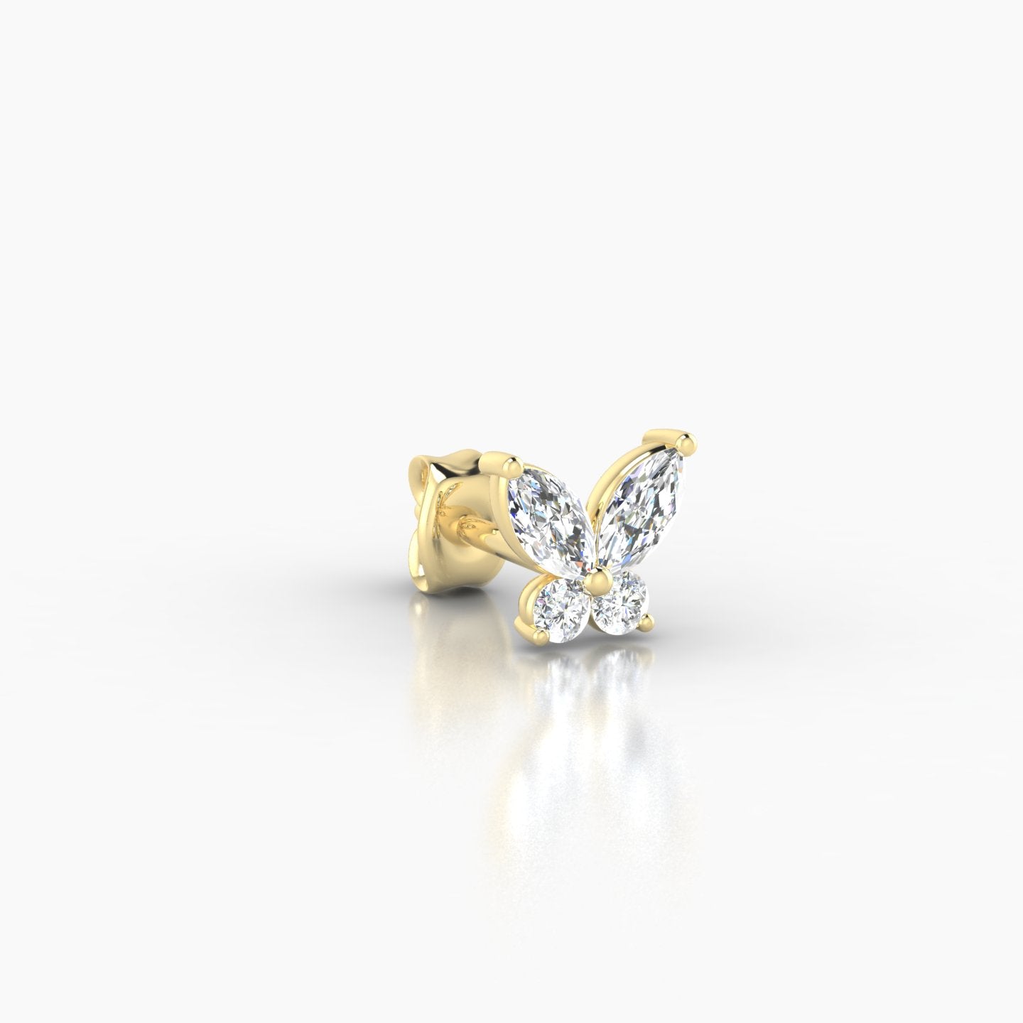 Levana | 18k Yellow Gold 5.5 mm Butterfly Diamond Earring