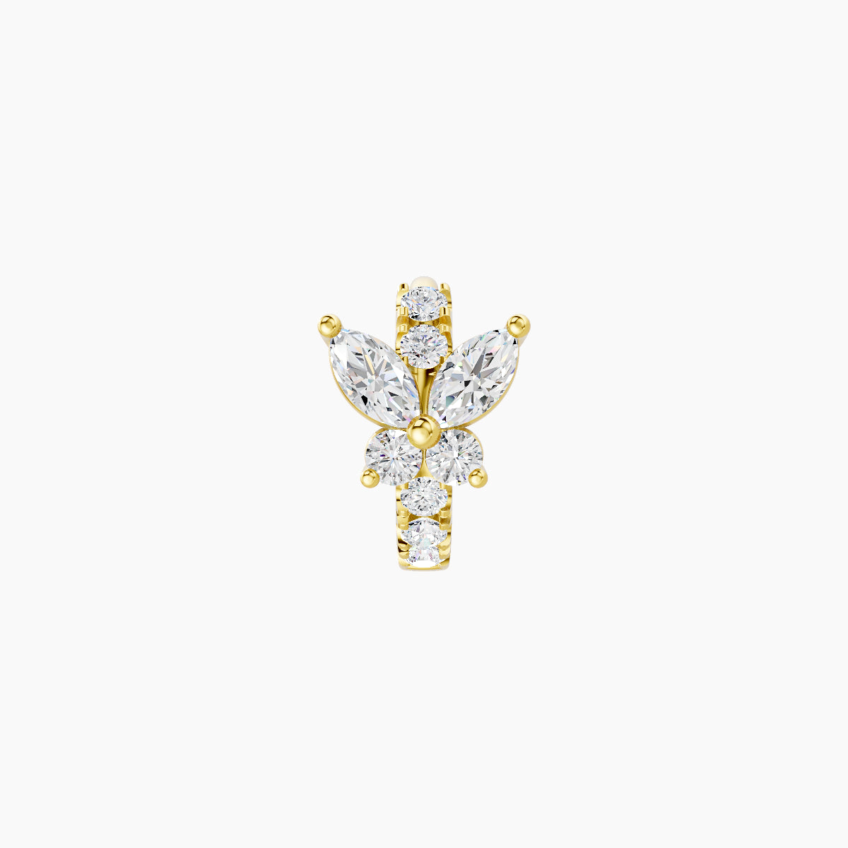 Levana | 18k Yellow Gold 5 mm Butterfly Diamond Hoop Piercing