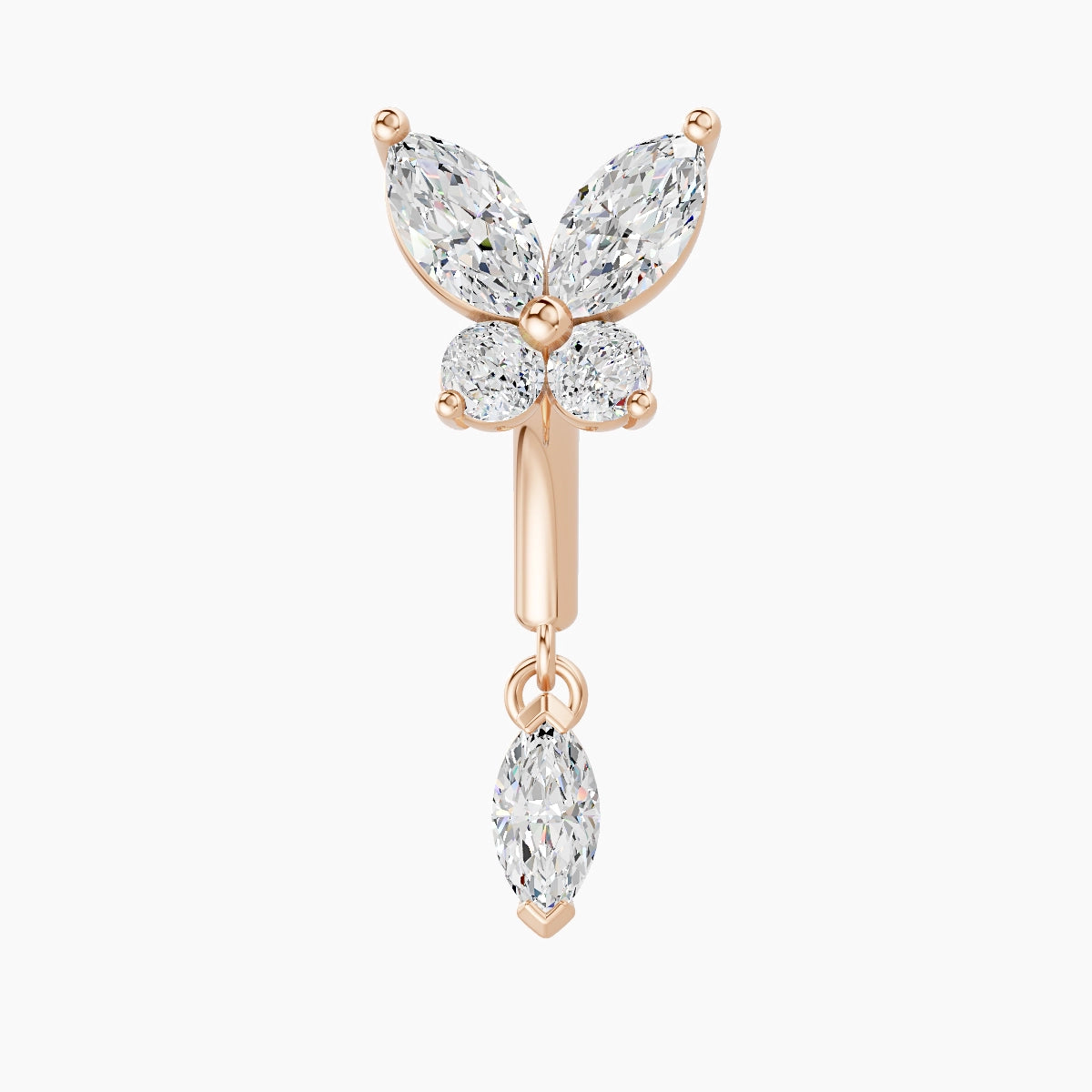 Levana | 18k Rose Gold 6 mm Butterfly Diamond Rook Piercing