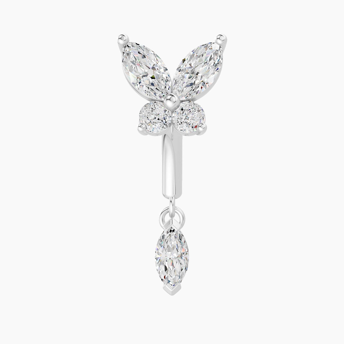 Levana | 18k White Gold 6 mm Butterfly Diamond Rook Piercing