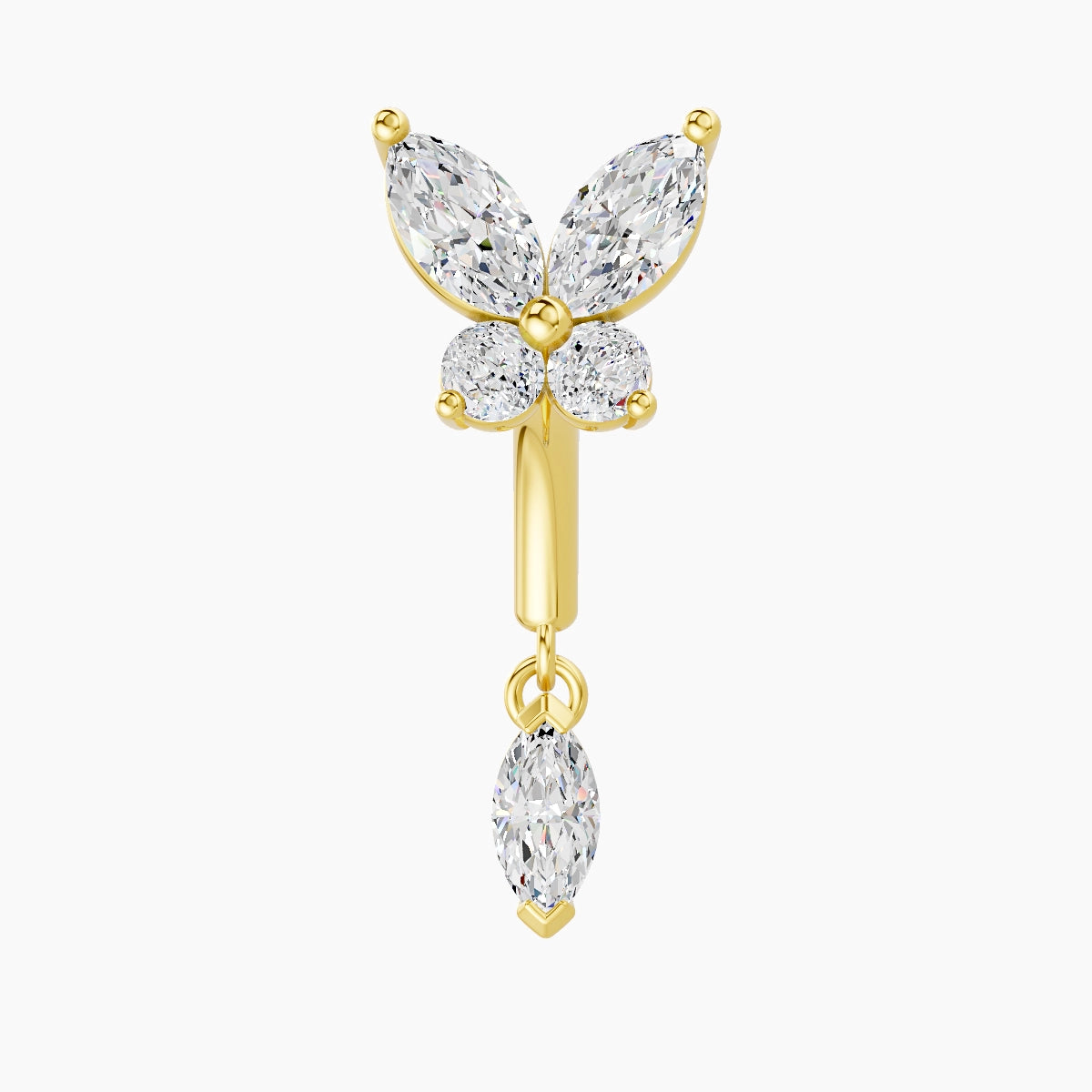 Levana | 18k Yellow Gold 6 mm Butterfly Diamond Rook Piercing