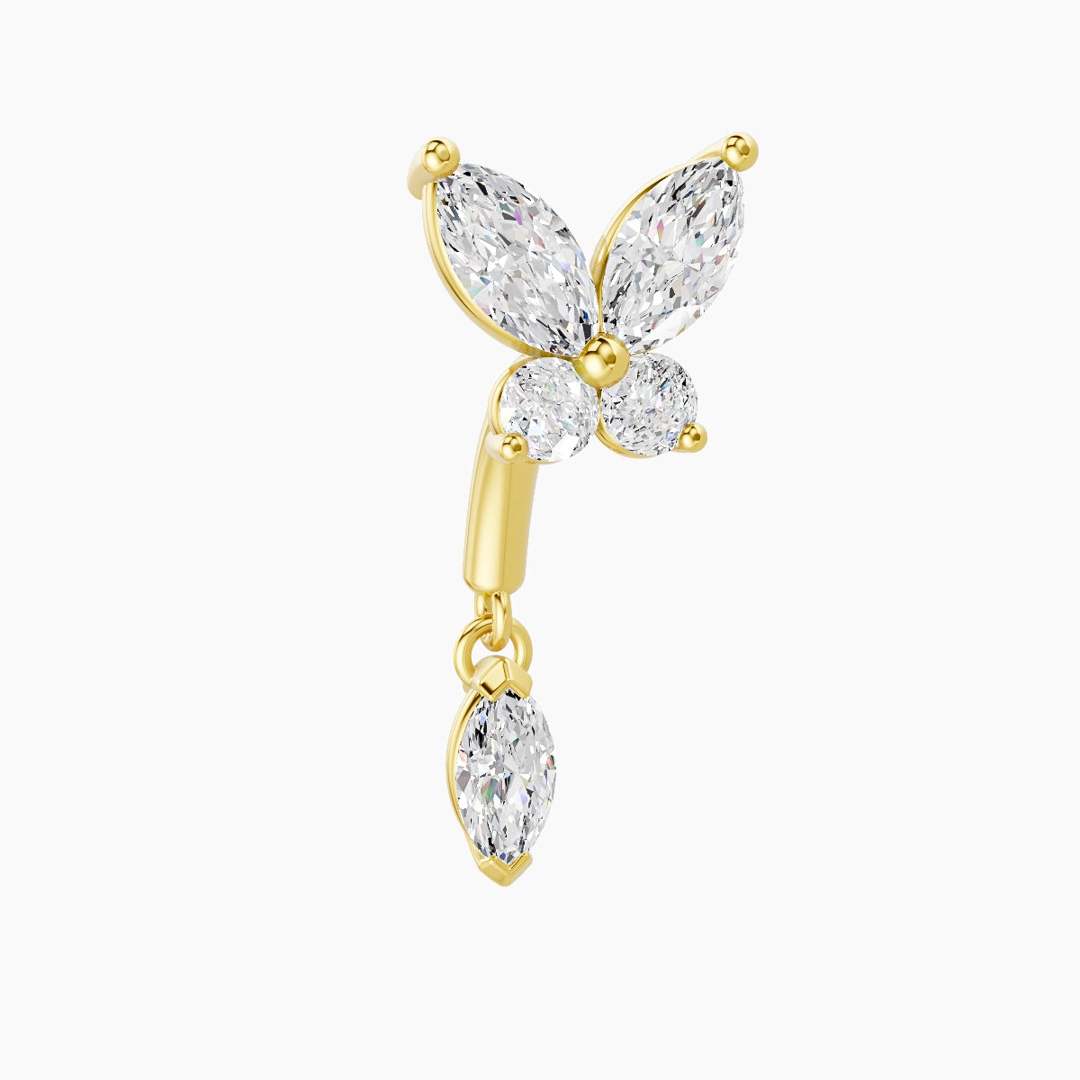 Levana | 18k Yellow Gold 6 mm Butterfly Diamond Rook Piercing