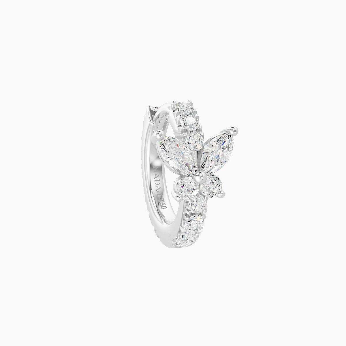 Levana | 18k White Gold 6.5 mm Butterfly Diamond Hoop Piercing