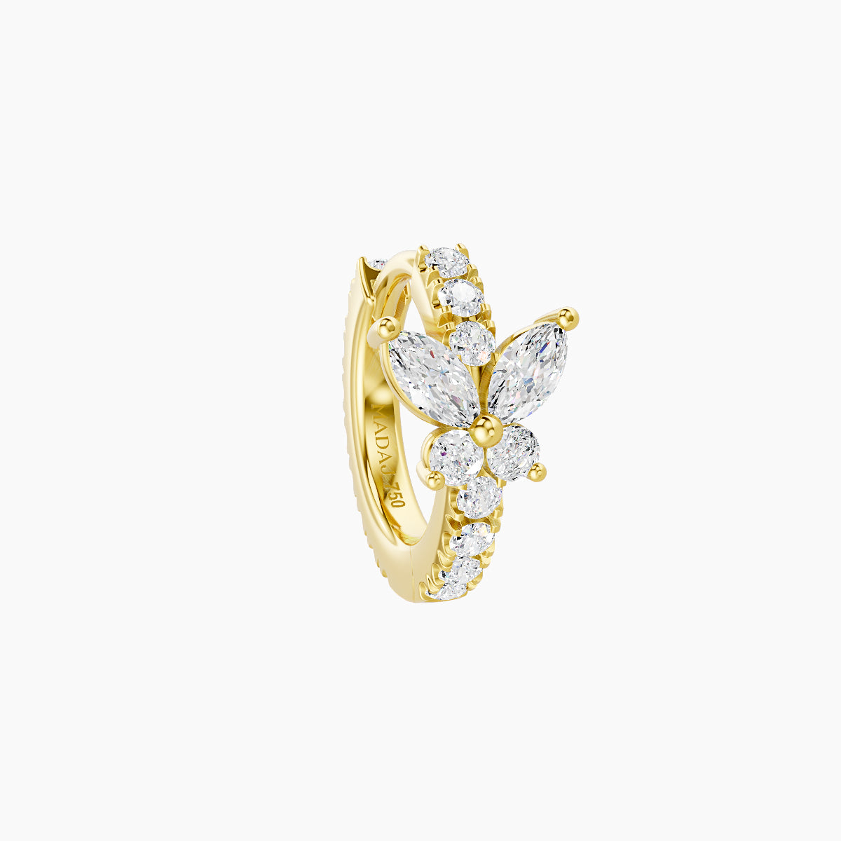 Levana | 18k Yellow Gold 6.5 mm Butterfly Diamond Hoop Piercing