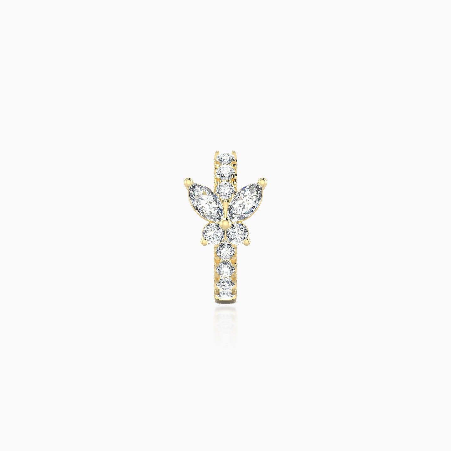 Levana | 18k Yellow Gold 6.5 mm Butterfly Diamond Hoop Piercing