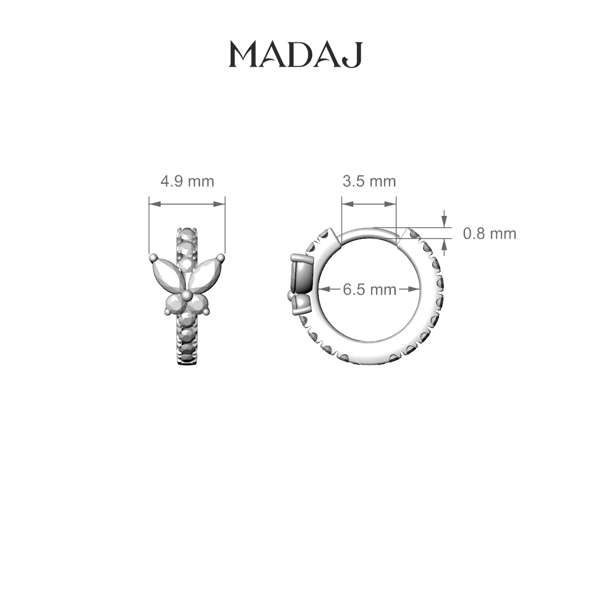 Levana | 18k Rose Gold 6.5 mm Butterfly Diamond Hoop Piercing
