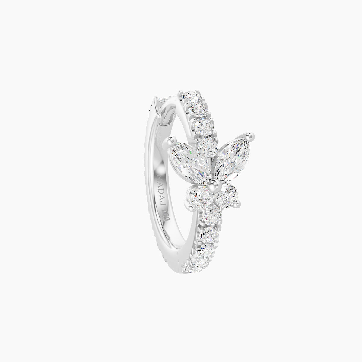 Levana | 18k White Gold 8 mm Butterfly Diamond Hoop Piercing