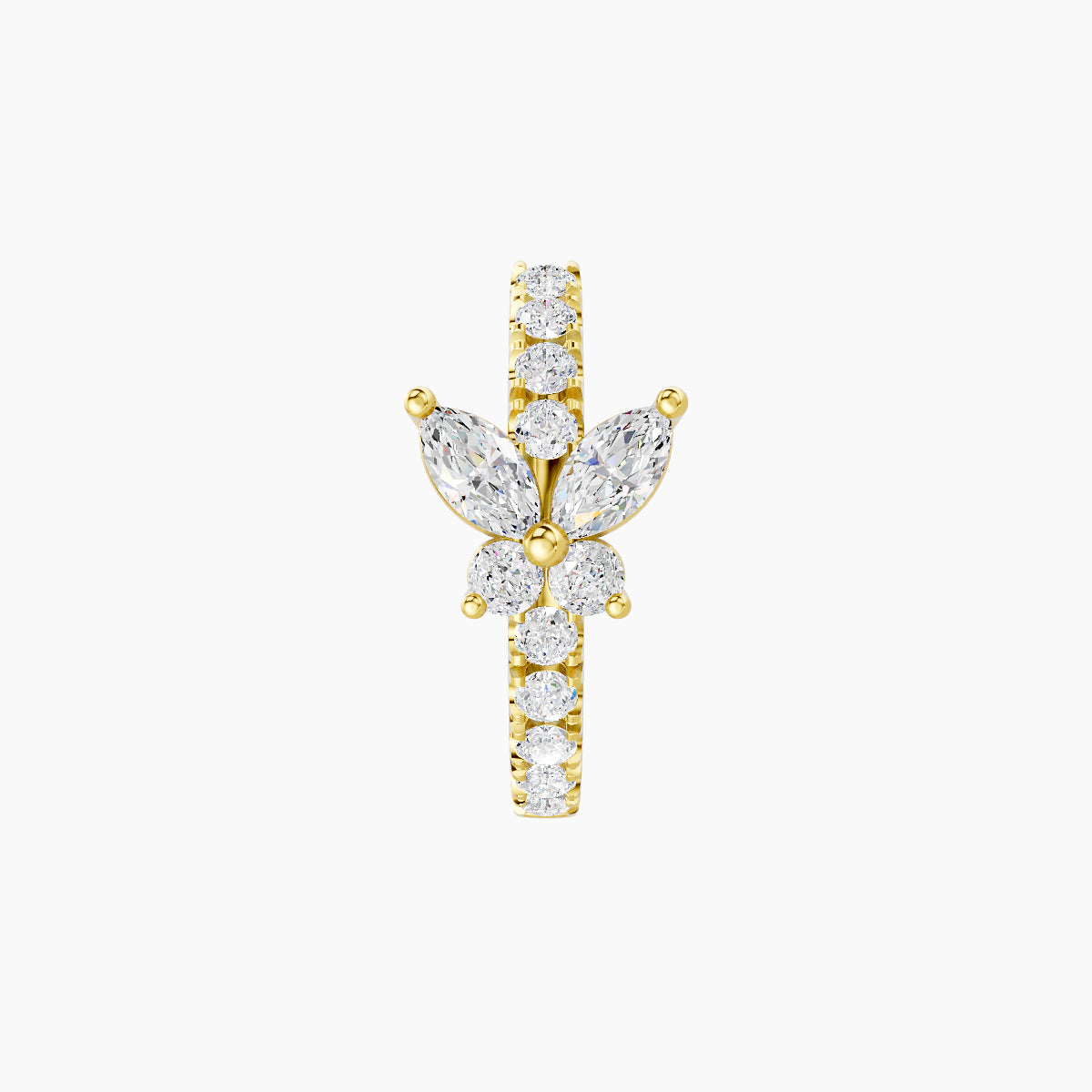 Levana | 18k Yellow Gold 8 mm Butterfly Diamond Hoop Piercing