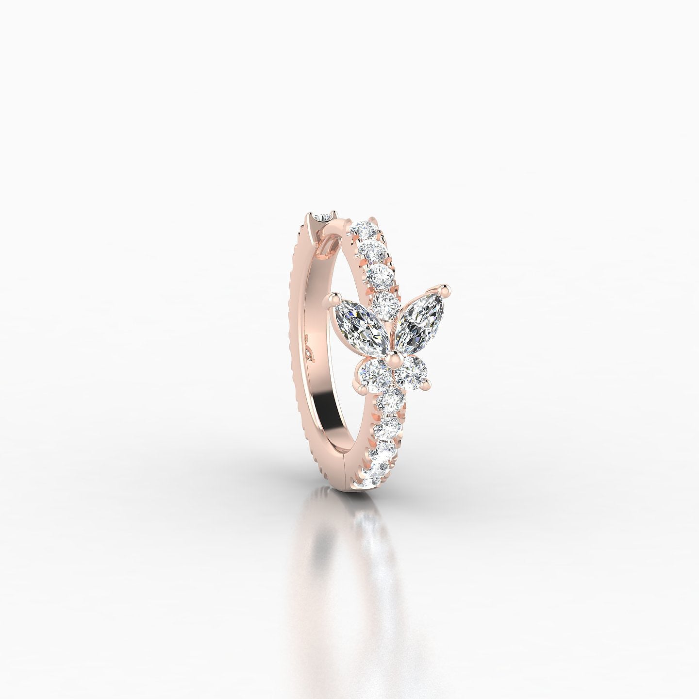 Levana | 18k Rose Gold 8 mm Butterfly Diamond Hoop Piercing