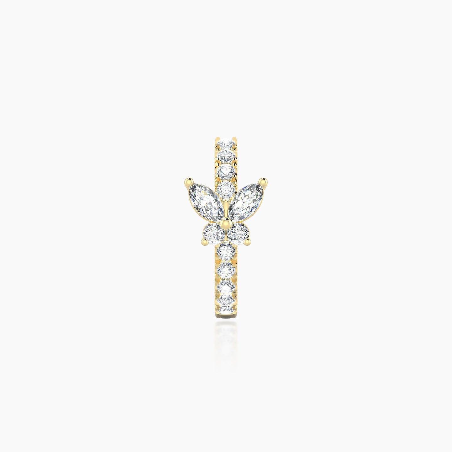 Levana | 18k Yellow Gold 8 mm Butterfly Diamond Hoop Piercing