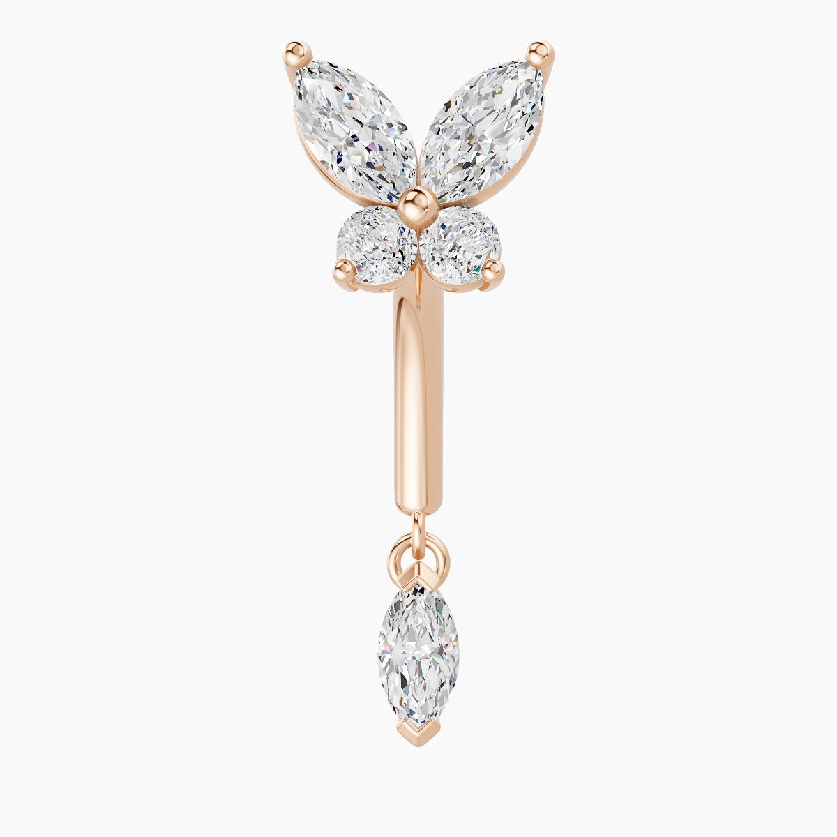 Levana | 18k Rose Gold 8 mm Butterfly Diamond Rook Piercing