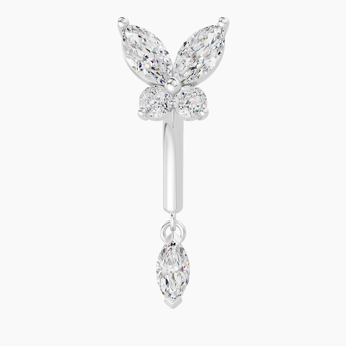 Levana | 18k White Gold 8 mm Butterfly Diamond Rook Piercing