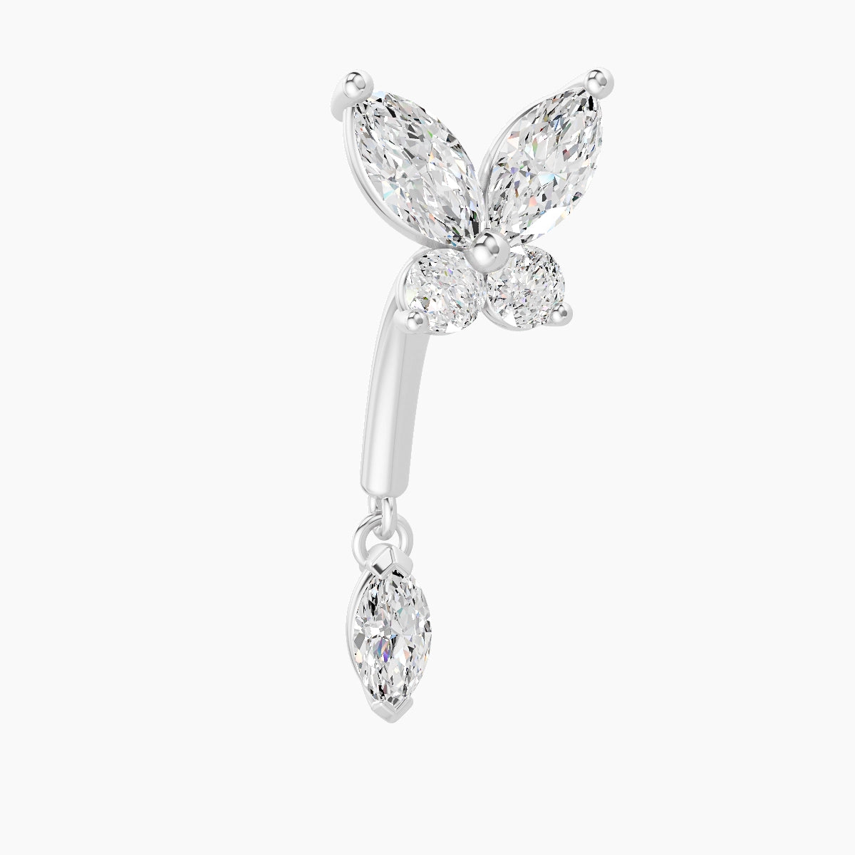 Levana | 18k White Gold 8 mm Butterfly Diamond Rook Piercing