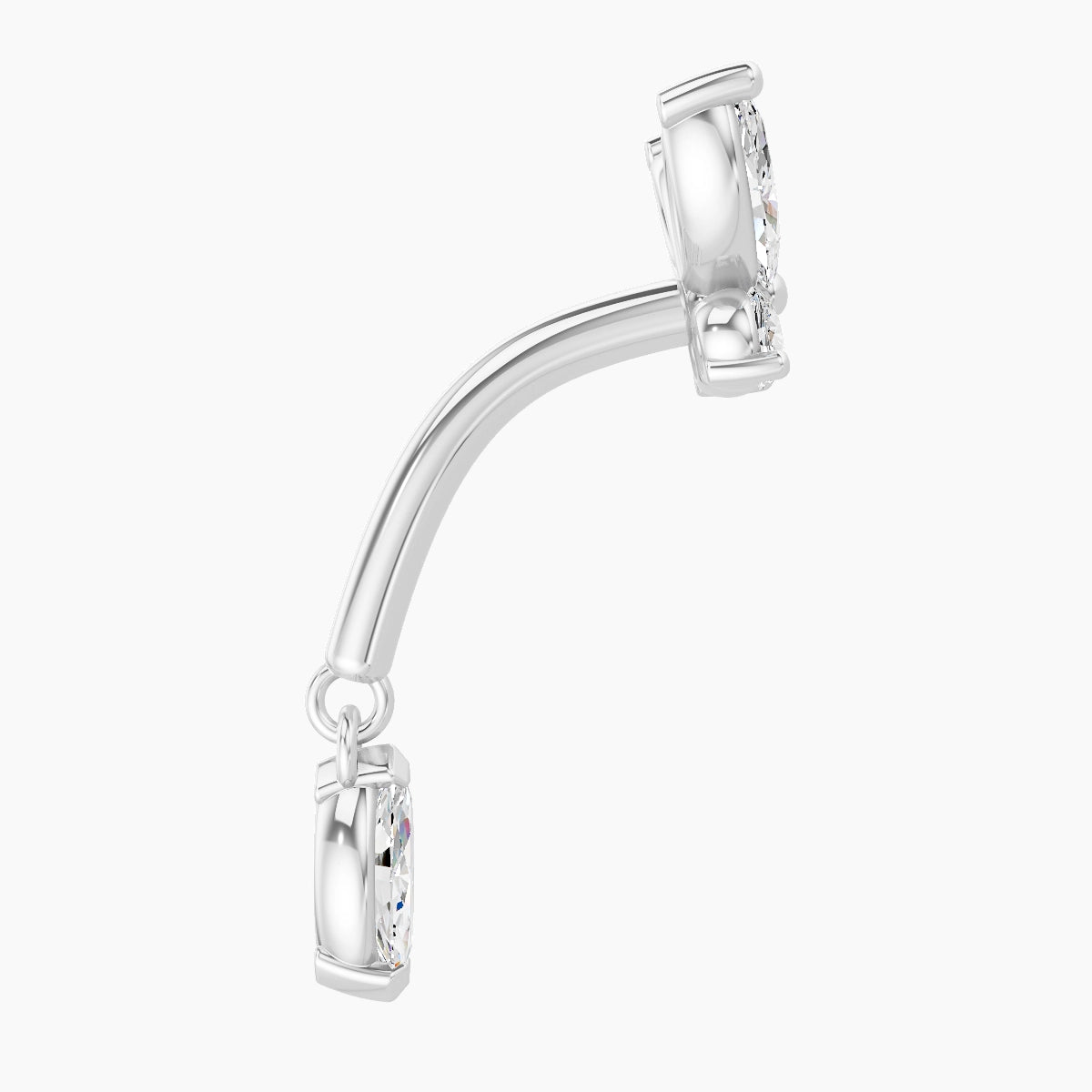 Levana | 18k White Gold 8 mm Butterfly Diamond Rook Piercing