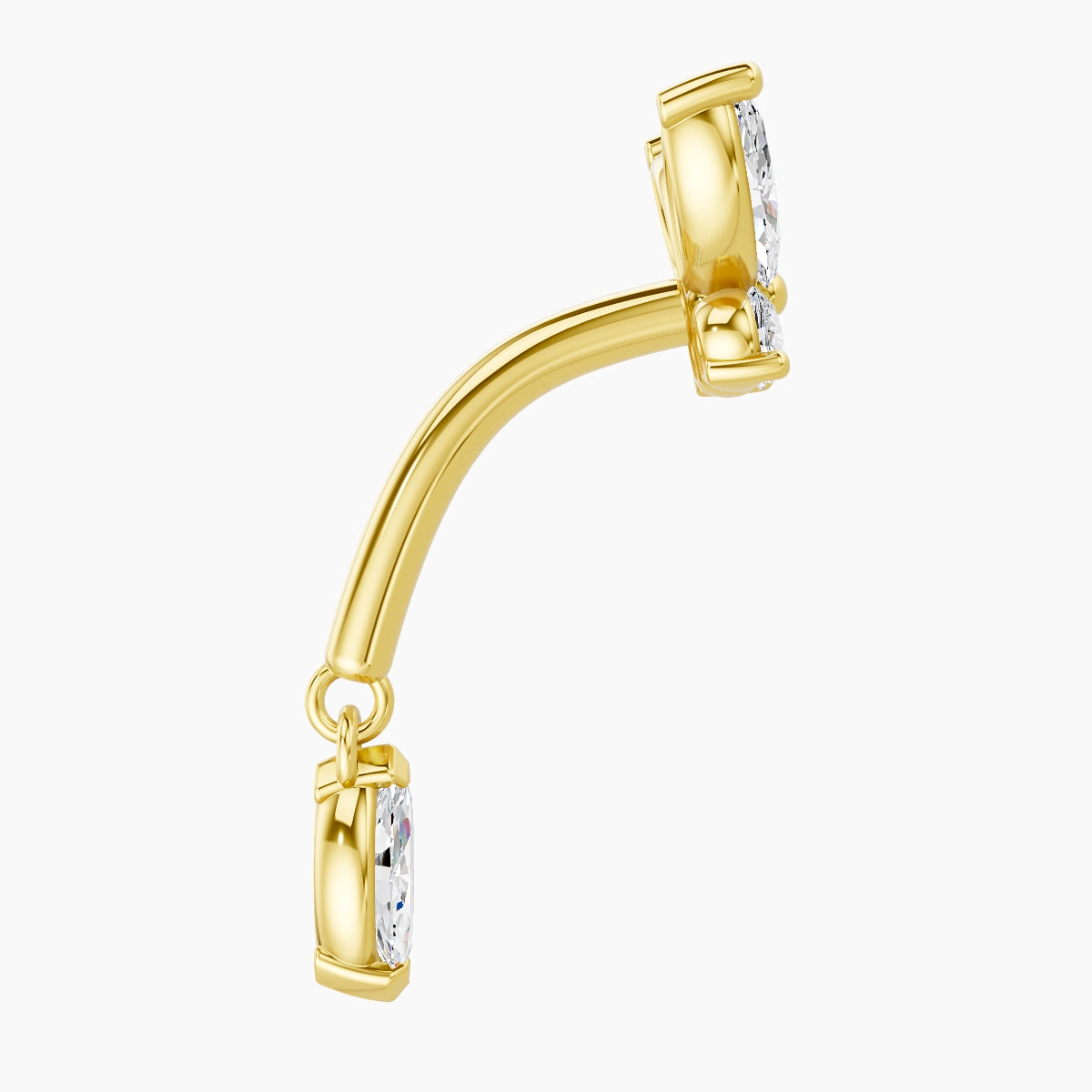 Levana | 18k Yellow Gold 8 mm Butterfly Diamond Rook Piercing