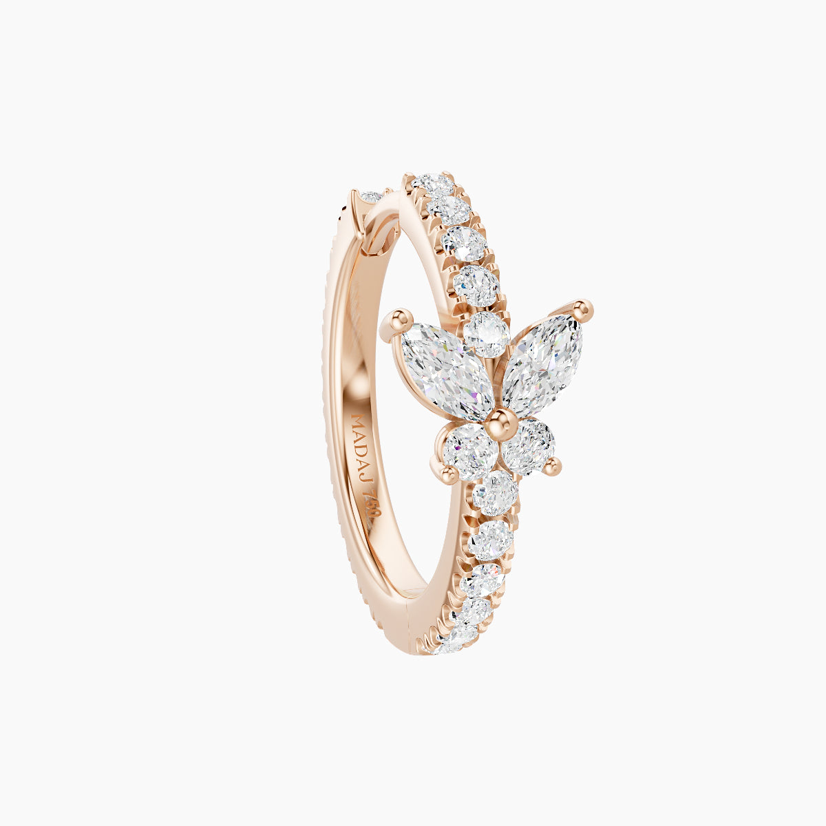 Levana | 18k Rose Gold 9.5 mm Butterfly Diamond Hoop Piercing