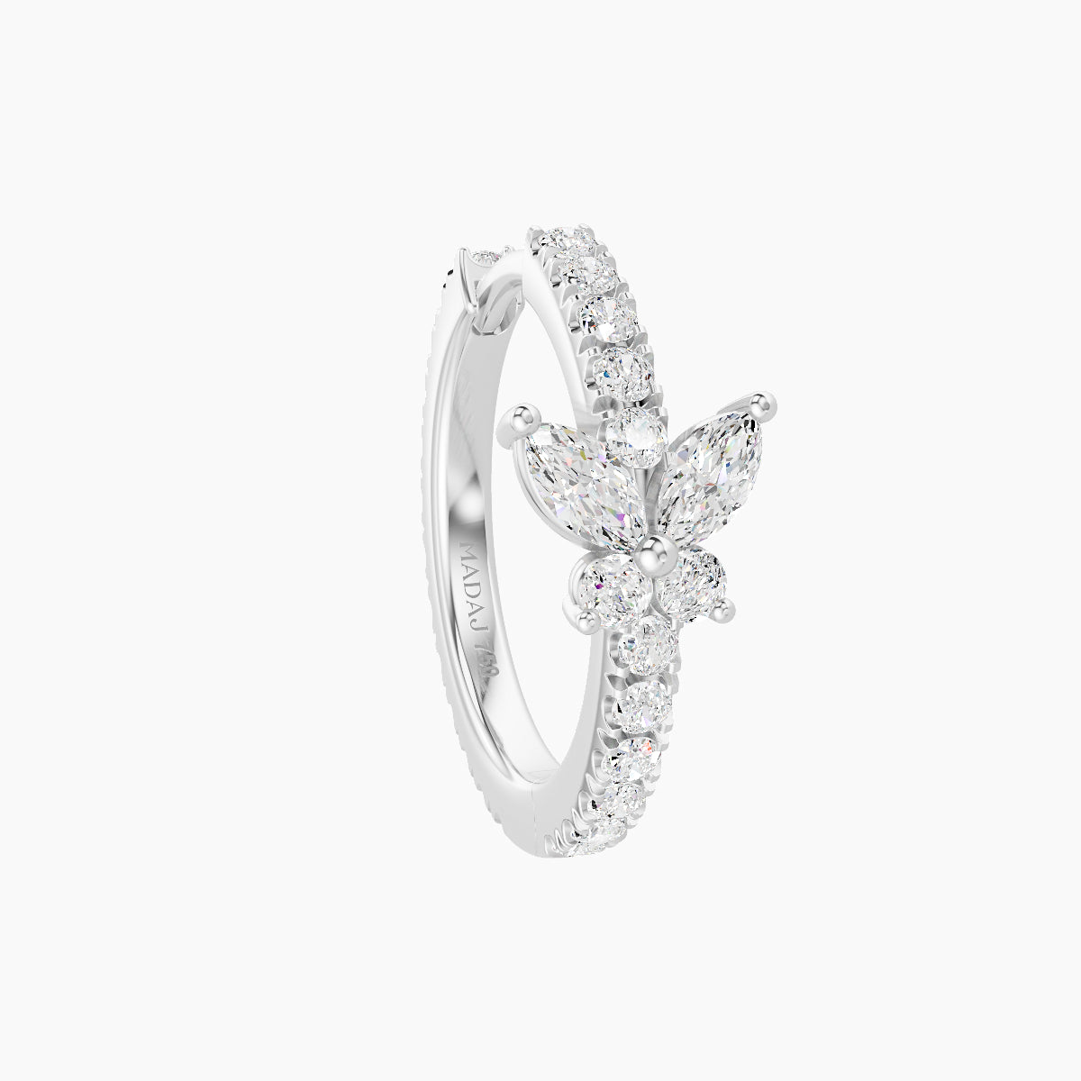 Levana | 18k White Gold 9.5 mm Butterfly Diamond Hoop Piercing