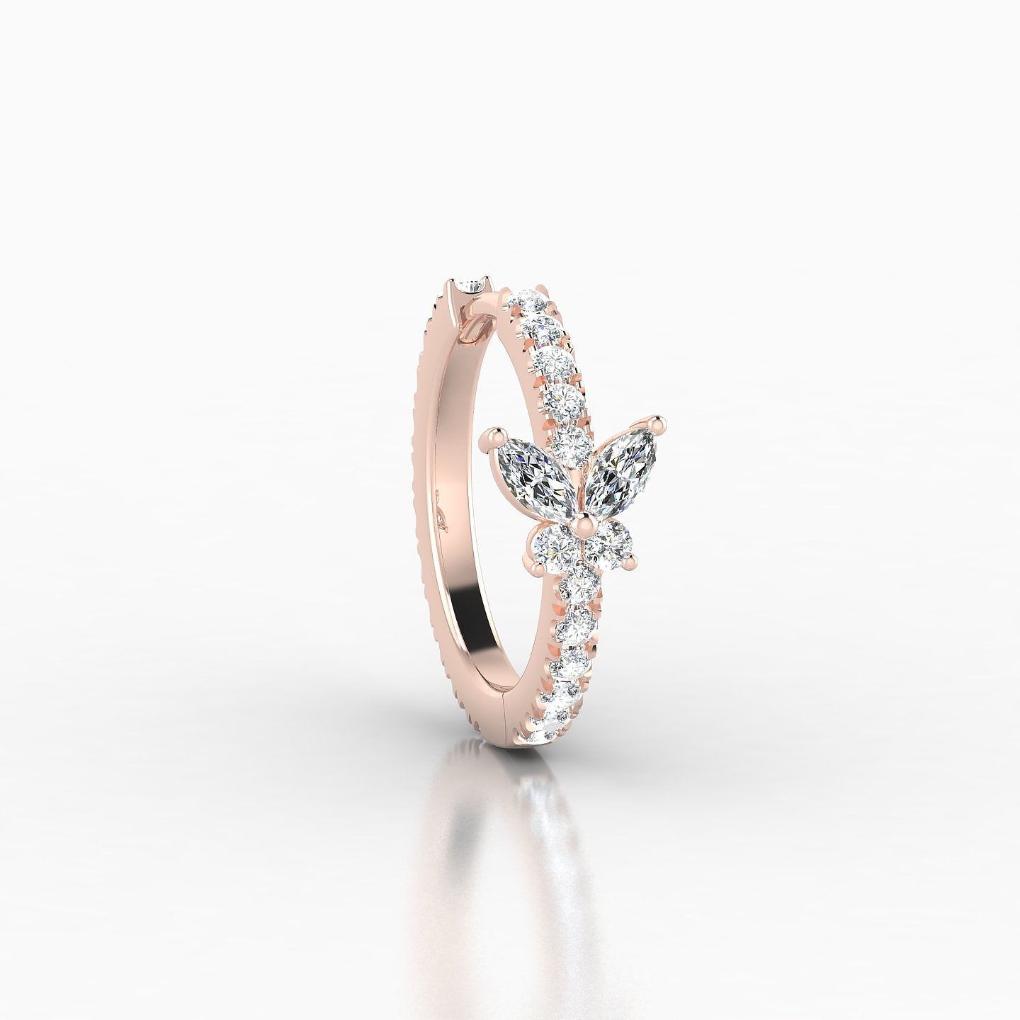 Levana | 18k Rose Gold 9.5 mm Butterfly Diamond Hoop Piercing