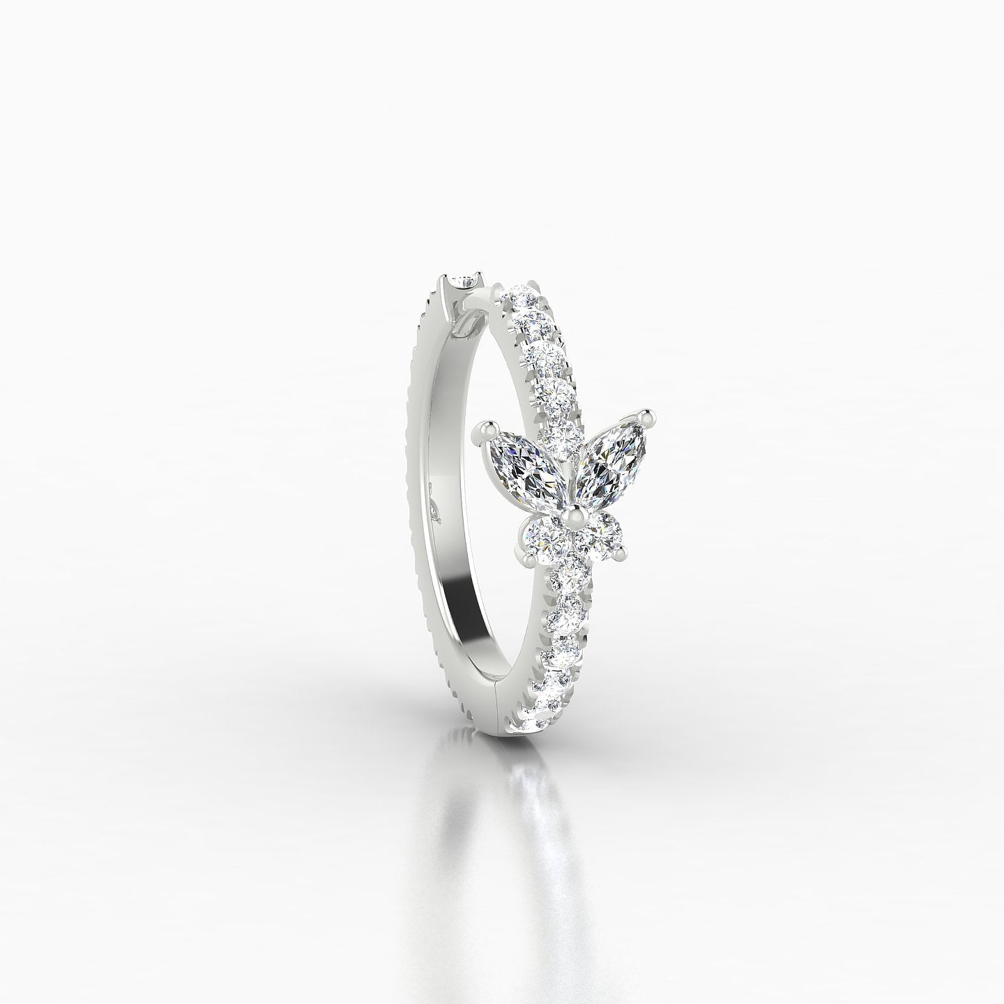 Levana | 18k White Gold 9.5 mm Butterfly Diamond Hoop Piercing