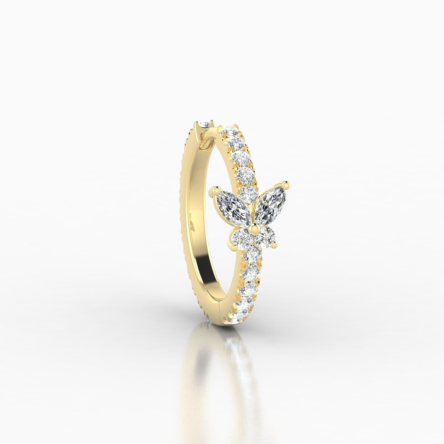 Levana | 18k Yellow Gold 9.5 mm Butterfly Diamond Hoop Piercing