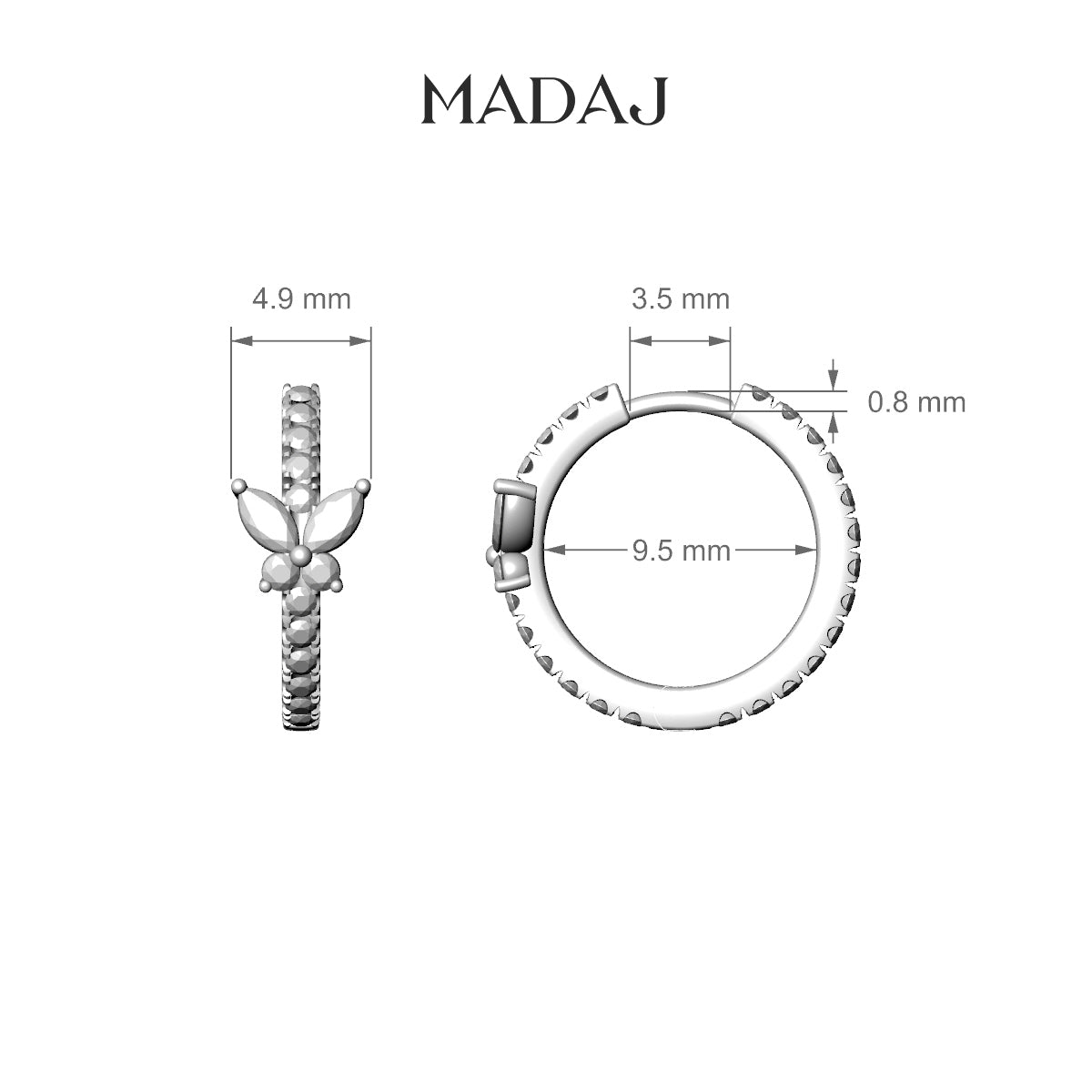 Levana | 18k White Gold 9.5 mm Butterfly Diamond Hoop Piercing