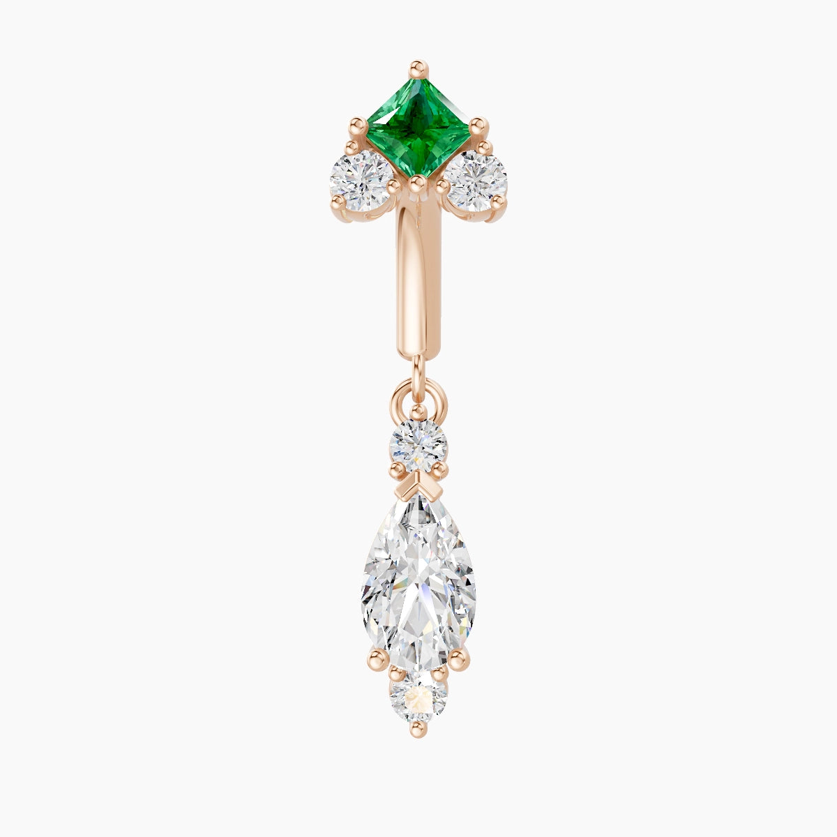 Lio | 18k Rose Gold 6 mm Emerald & Diamond Rook Piercing