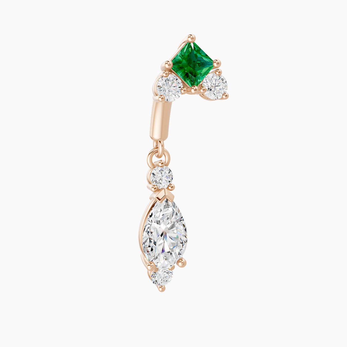 Lio | 18k Rose Gold 6 mm Emerald & Diamond Rook Piercing